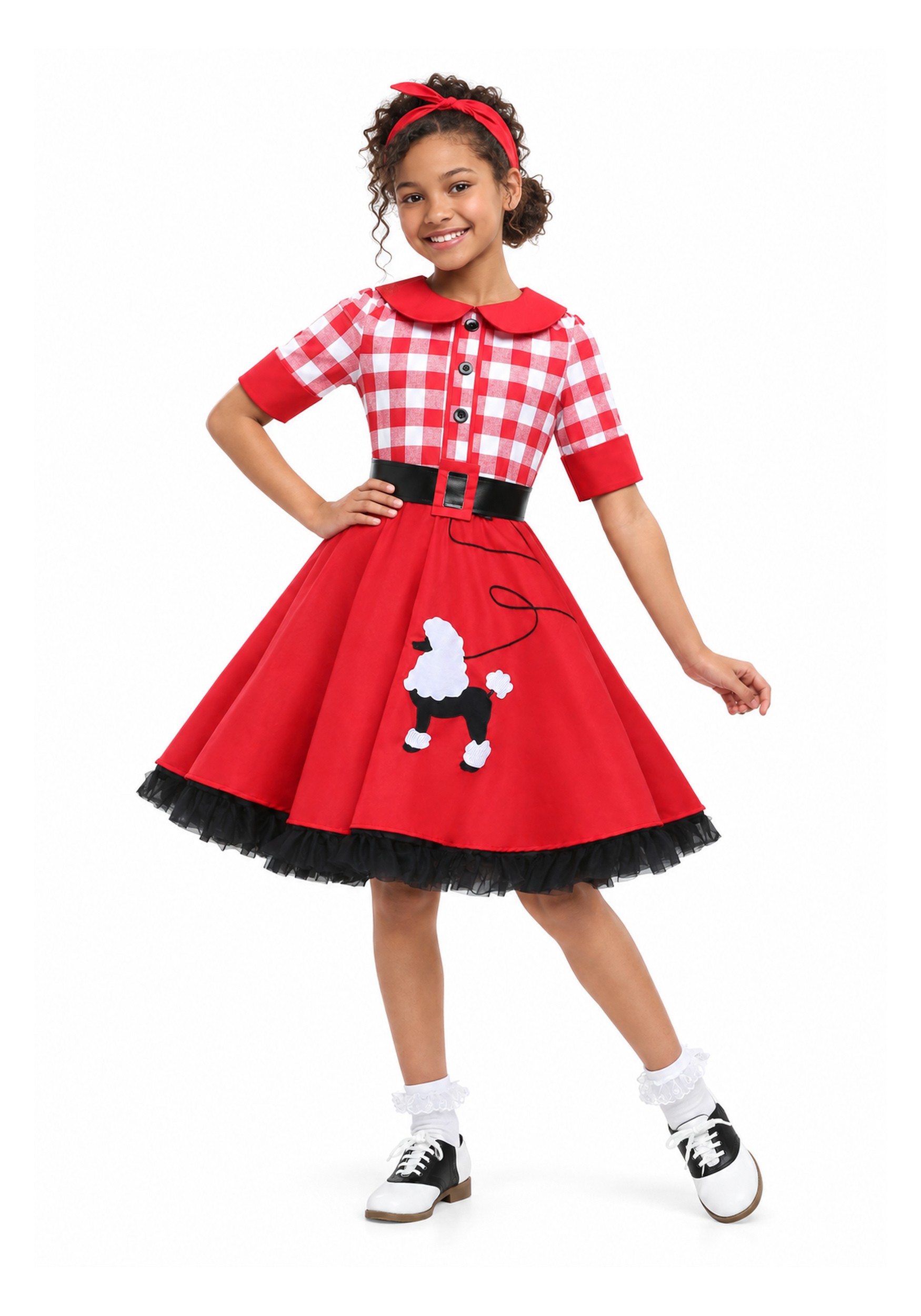 50s Sock Hop Darling Girls Red Costume Dress