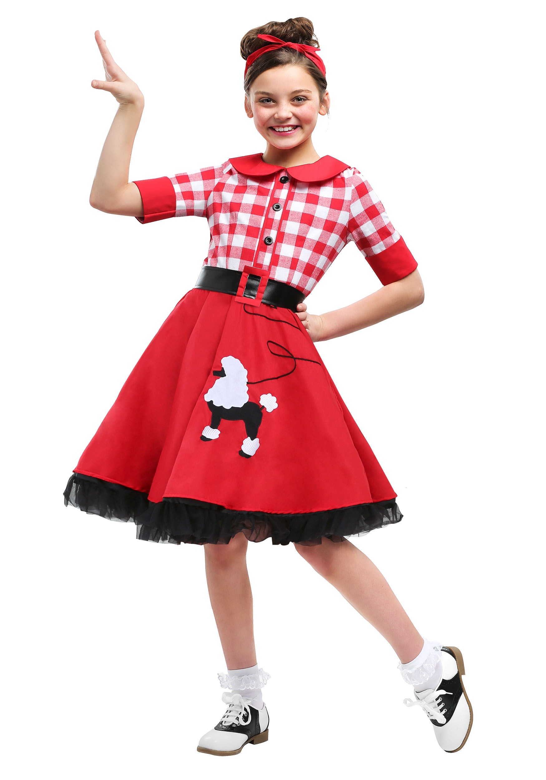 50s Sock Hop Darling Girls Red Costume Dress | Decade Costumes
