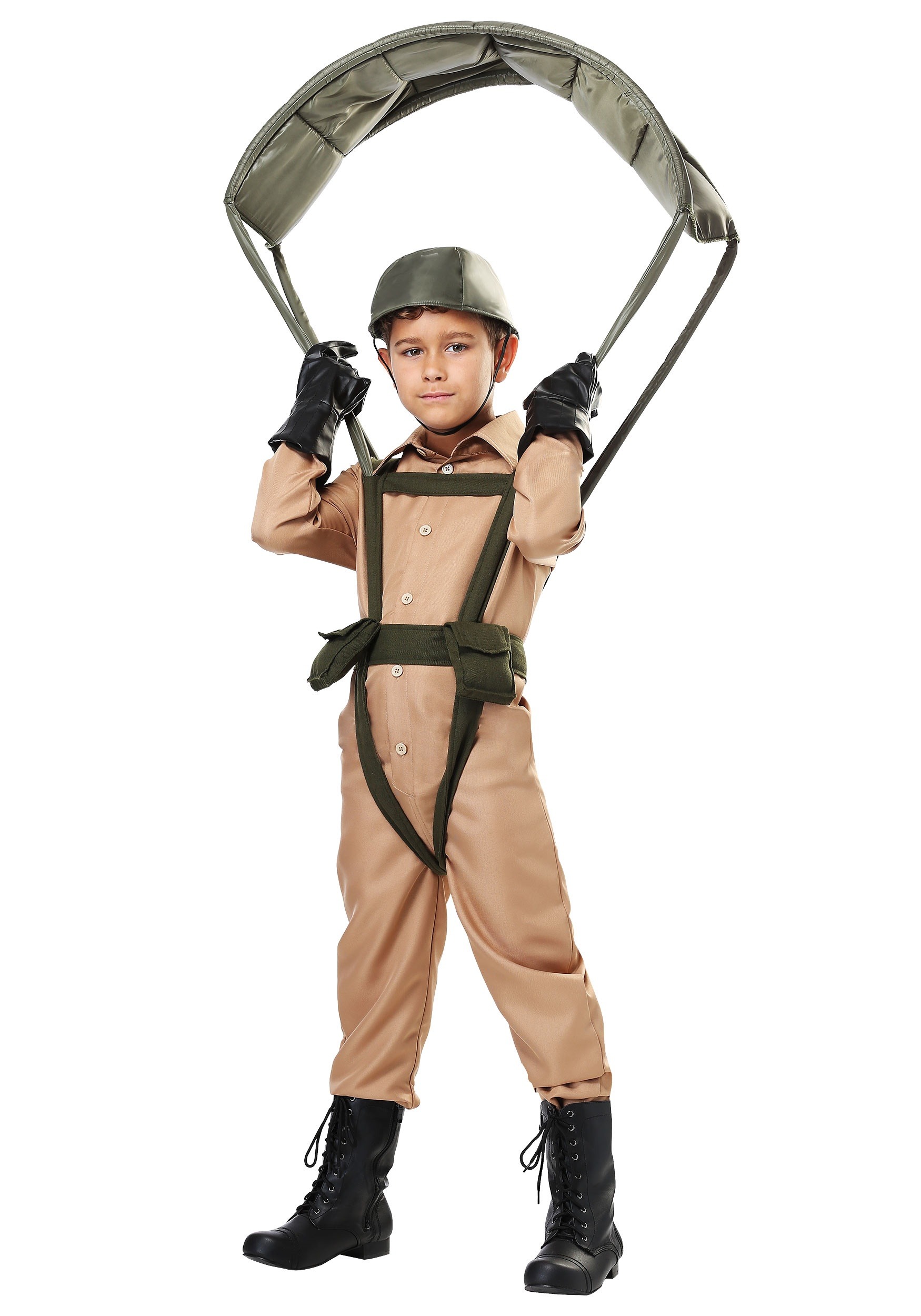 Photos - Fancy Dress FUN Costumes Paratrooper Costume for Kids Green/Beige FUN1245CH