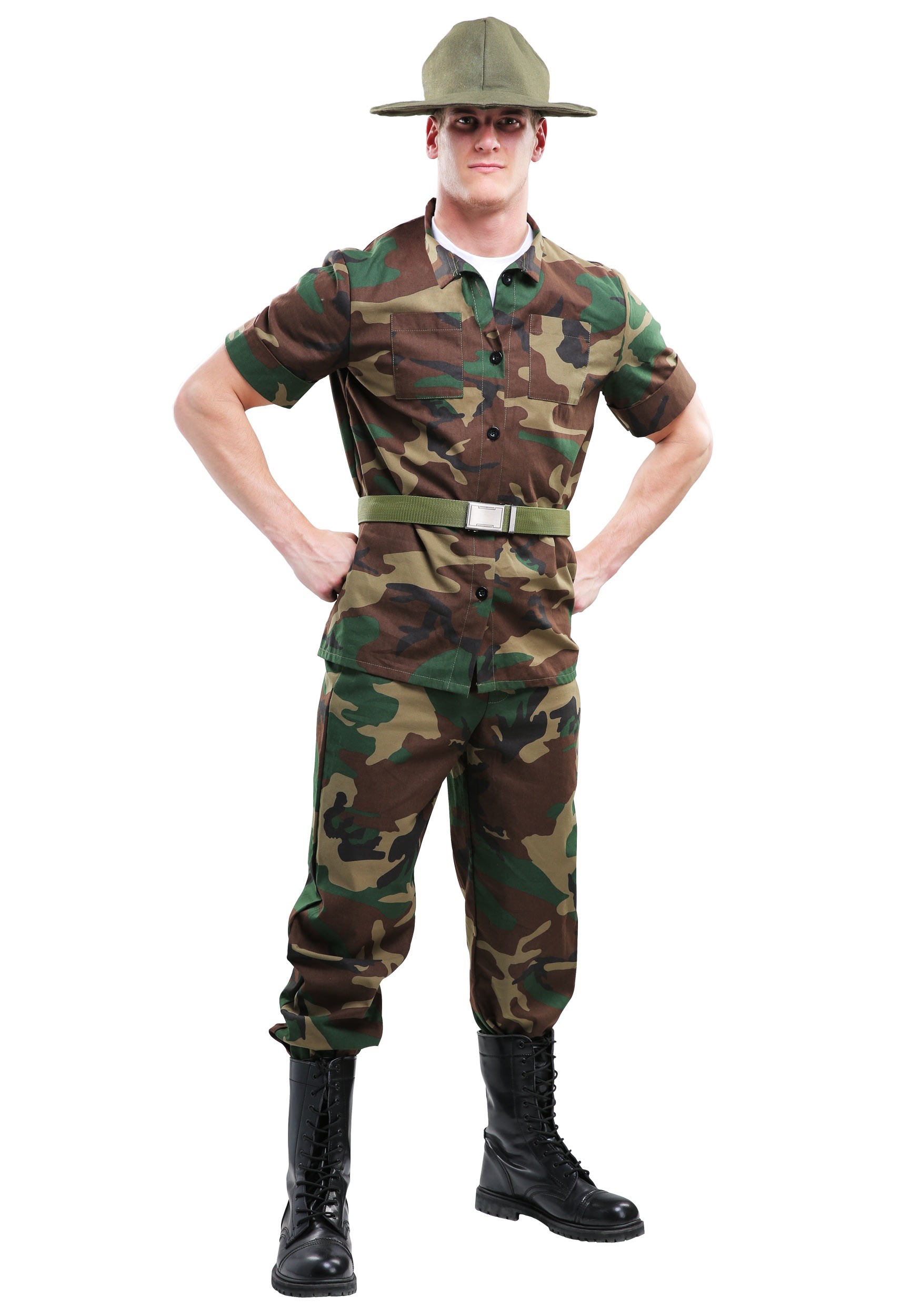 Photos - Fancy Dress FUN Costumes Drill Sergeant Men's Costume Brown/Green FUN1244AD