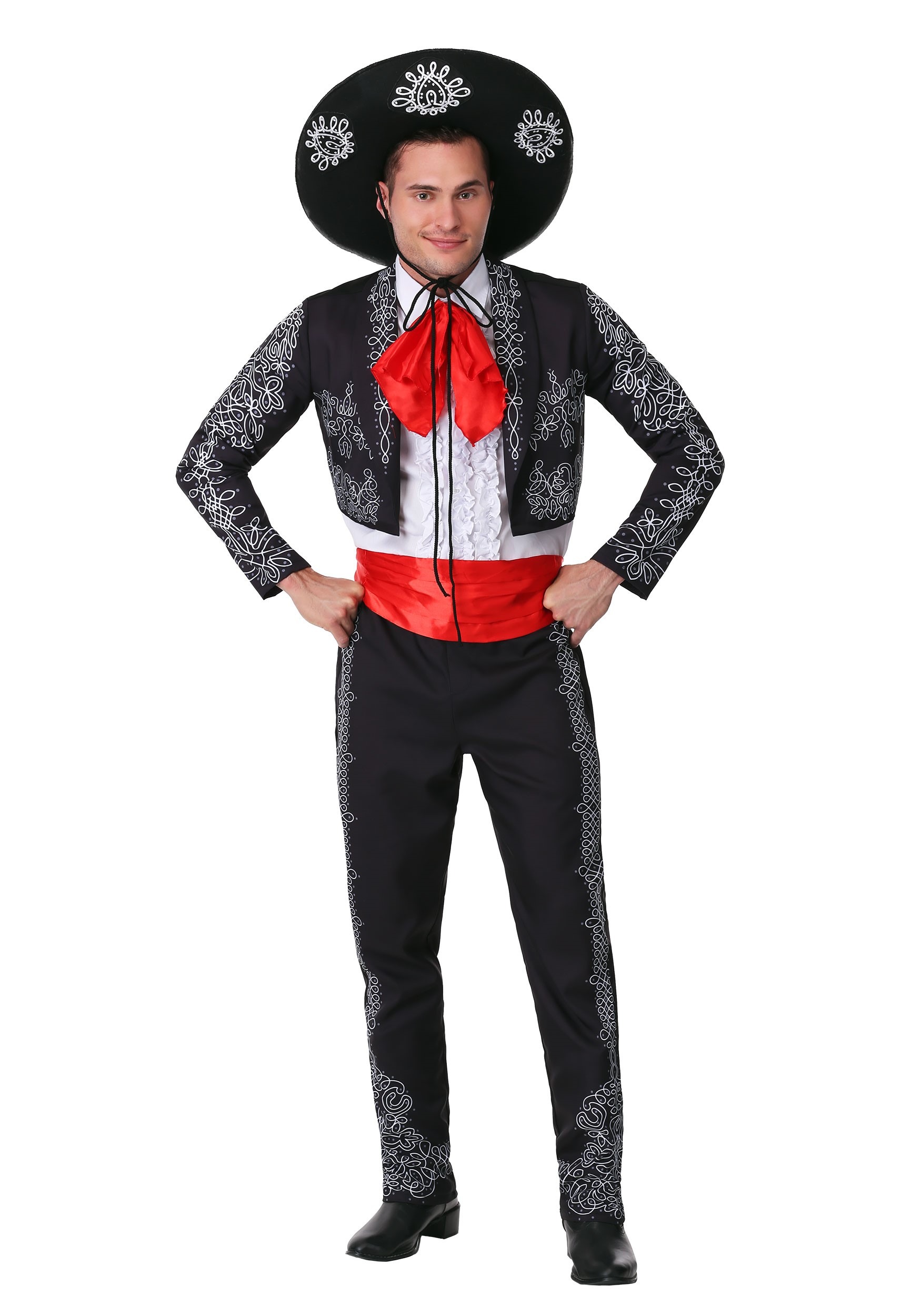 Photos - Fancy Dress FUN Costumes Adult The Three Amigos Costume | Adult Costumes Black/Red
