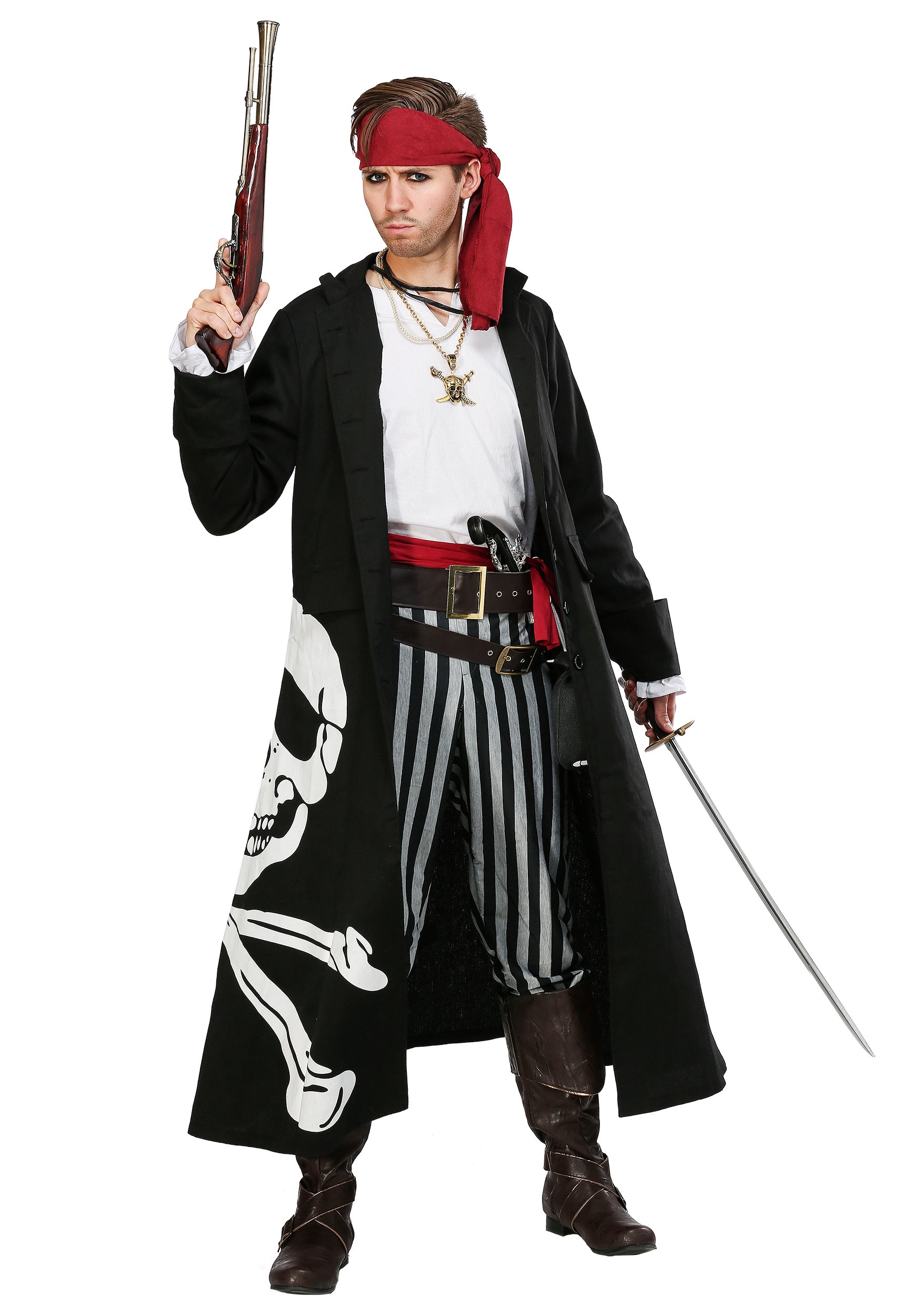 Photos - Fancy Dress FUN Costumes Pirate Flag Captain for Men Black/Red/White FUN6278AD