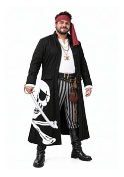 Mens Plus Size Pirate Flag Captain Costume New Main