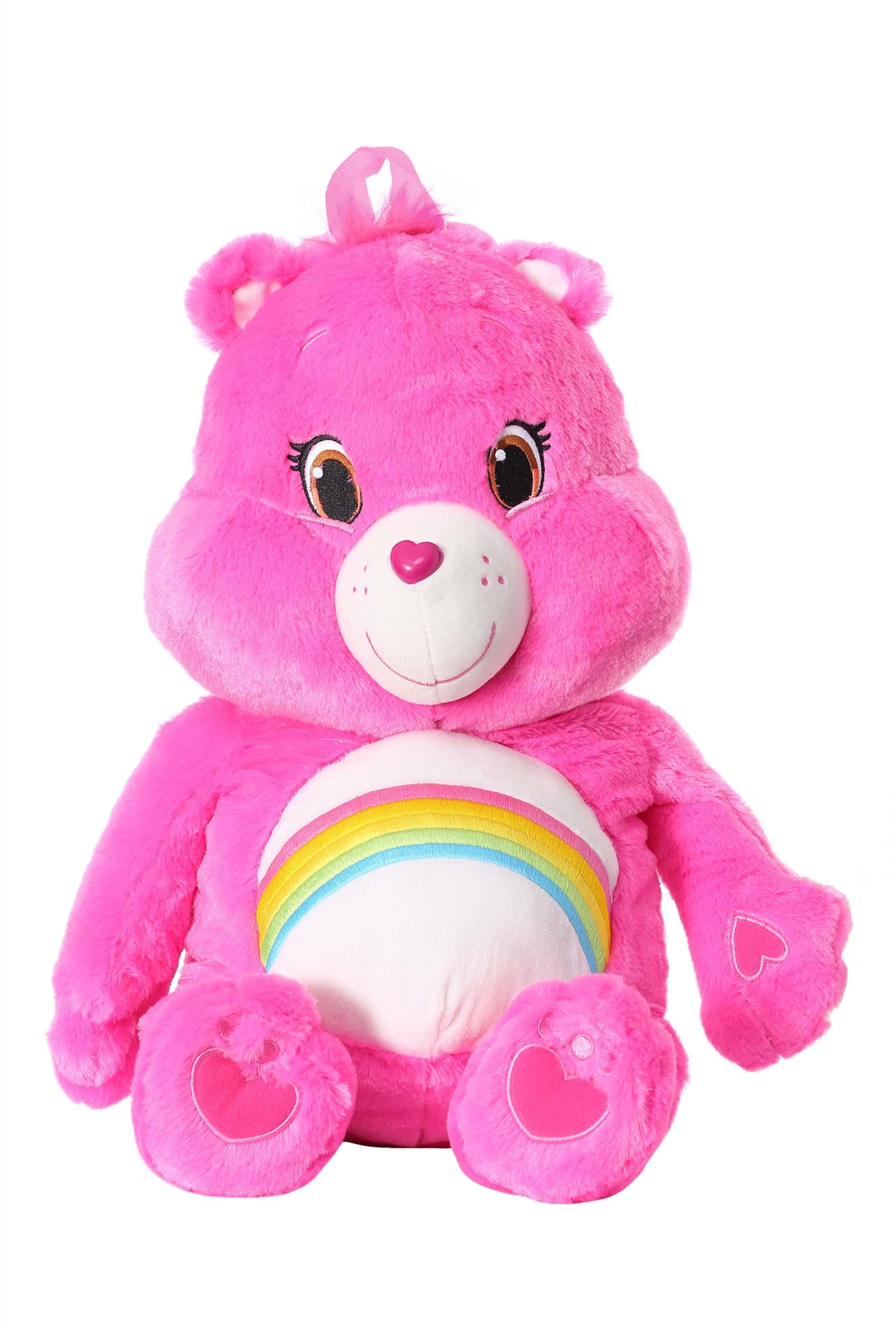 Care Bears Cheer Bear School Backpack 16" Large Pink Plush Bag with Ear 