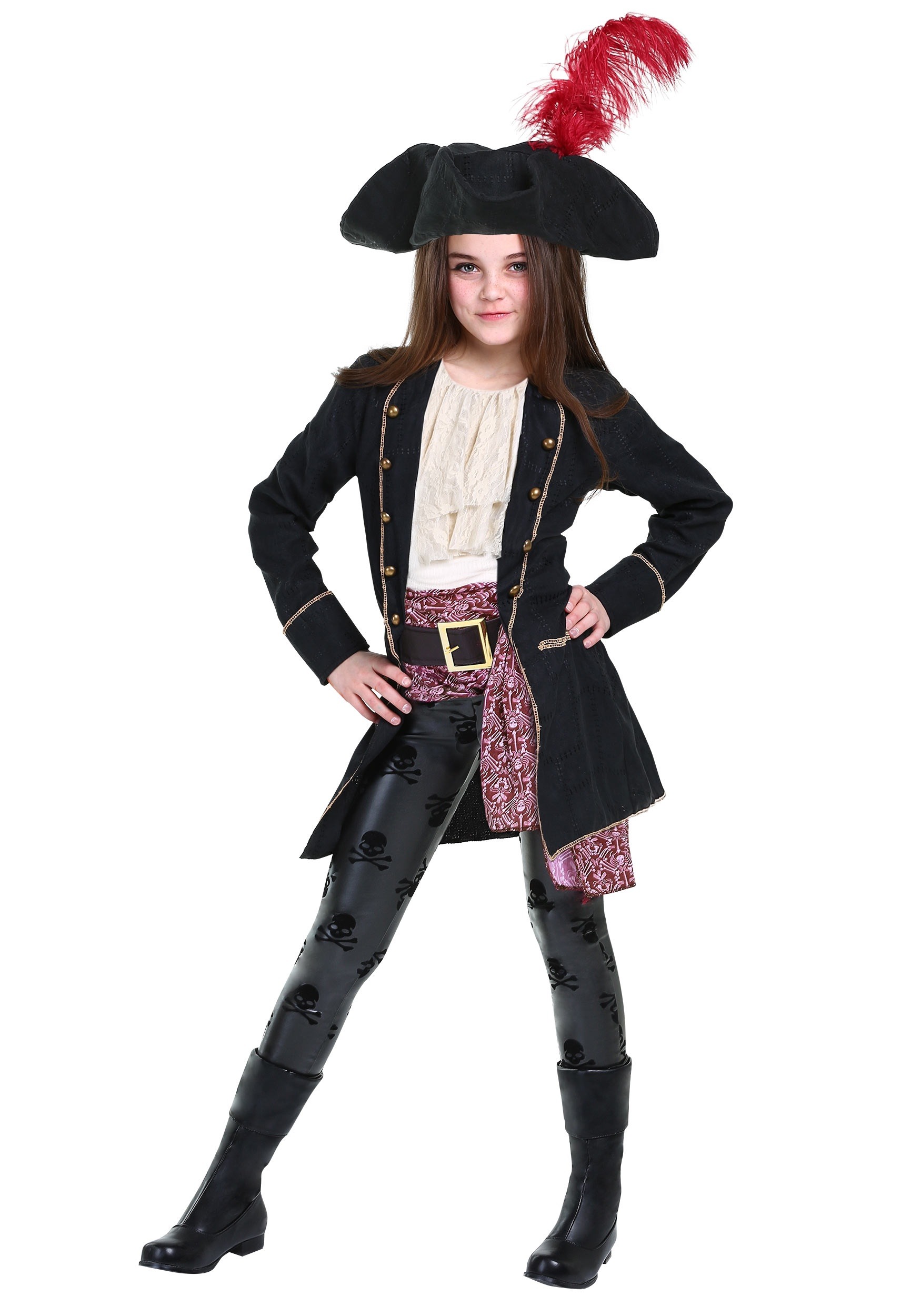 Photos - Fancy Dress FUN Costumes Buccaneer Costume for Girls | Pirate Costumes Black/Beige