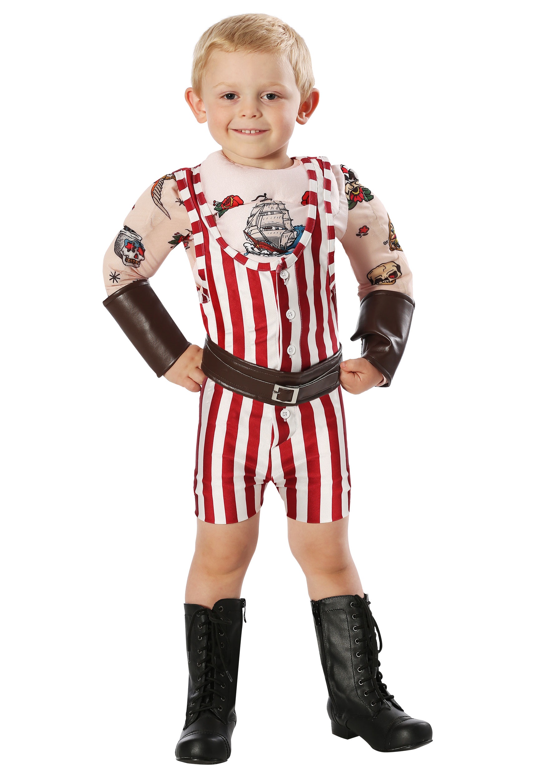 Photos - Fancy Dress Vintage FUN Costumes Old-school Strongman Costume for Toddler's Black/Red/ 