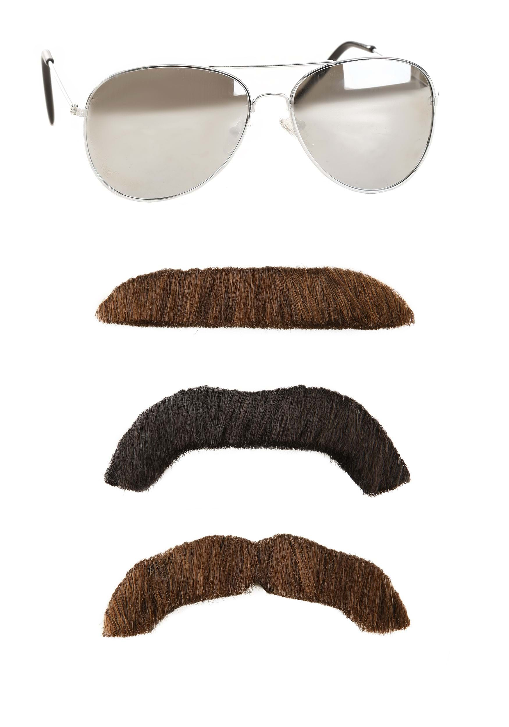 Mens Adult Super Troopers Mustache and Sunglasses Kit | Movie Costume Accessories