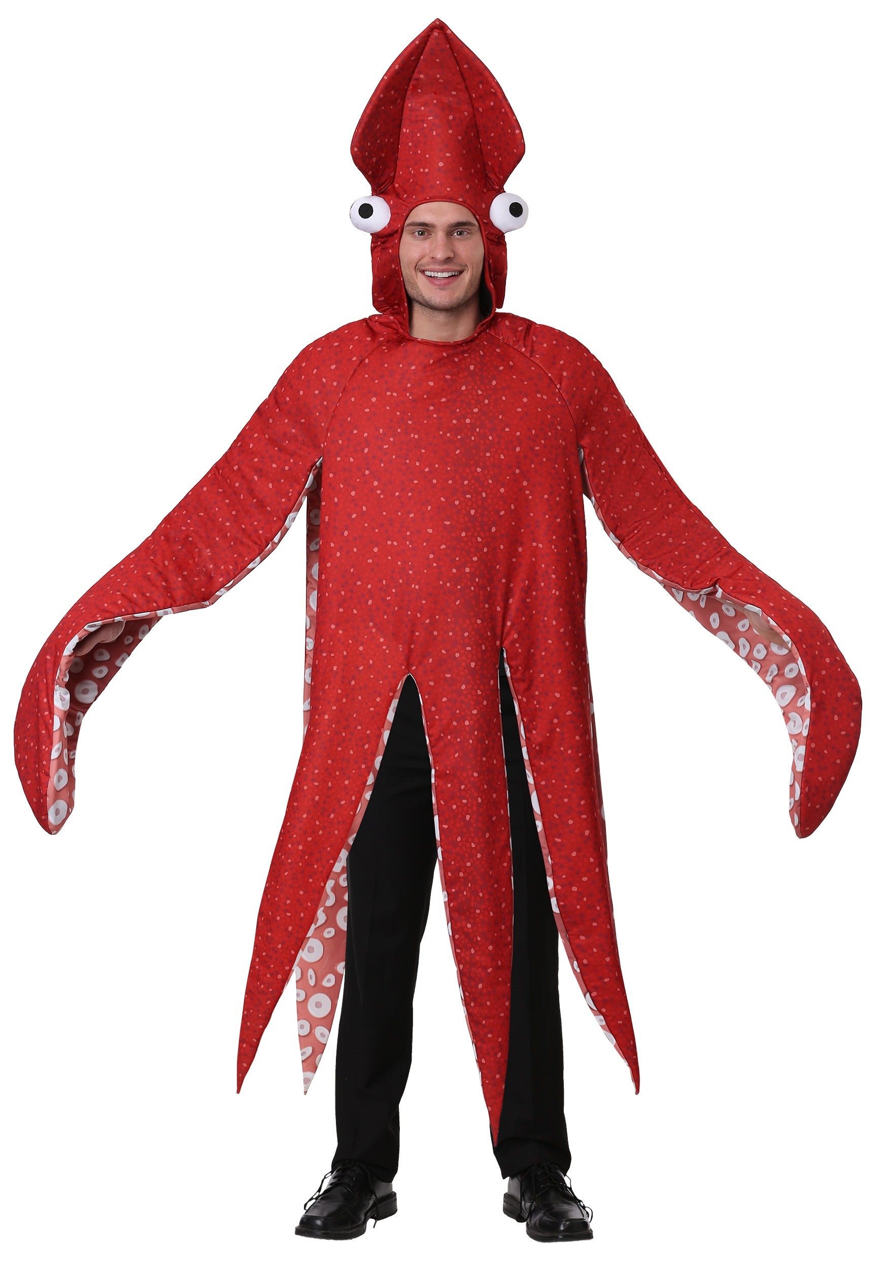Photos - Fancy Dress FUN Costumes Squid Costume for Adults Orange/Red FUN6851AD