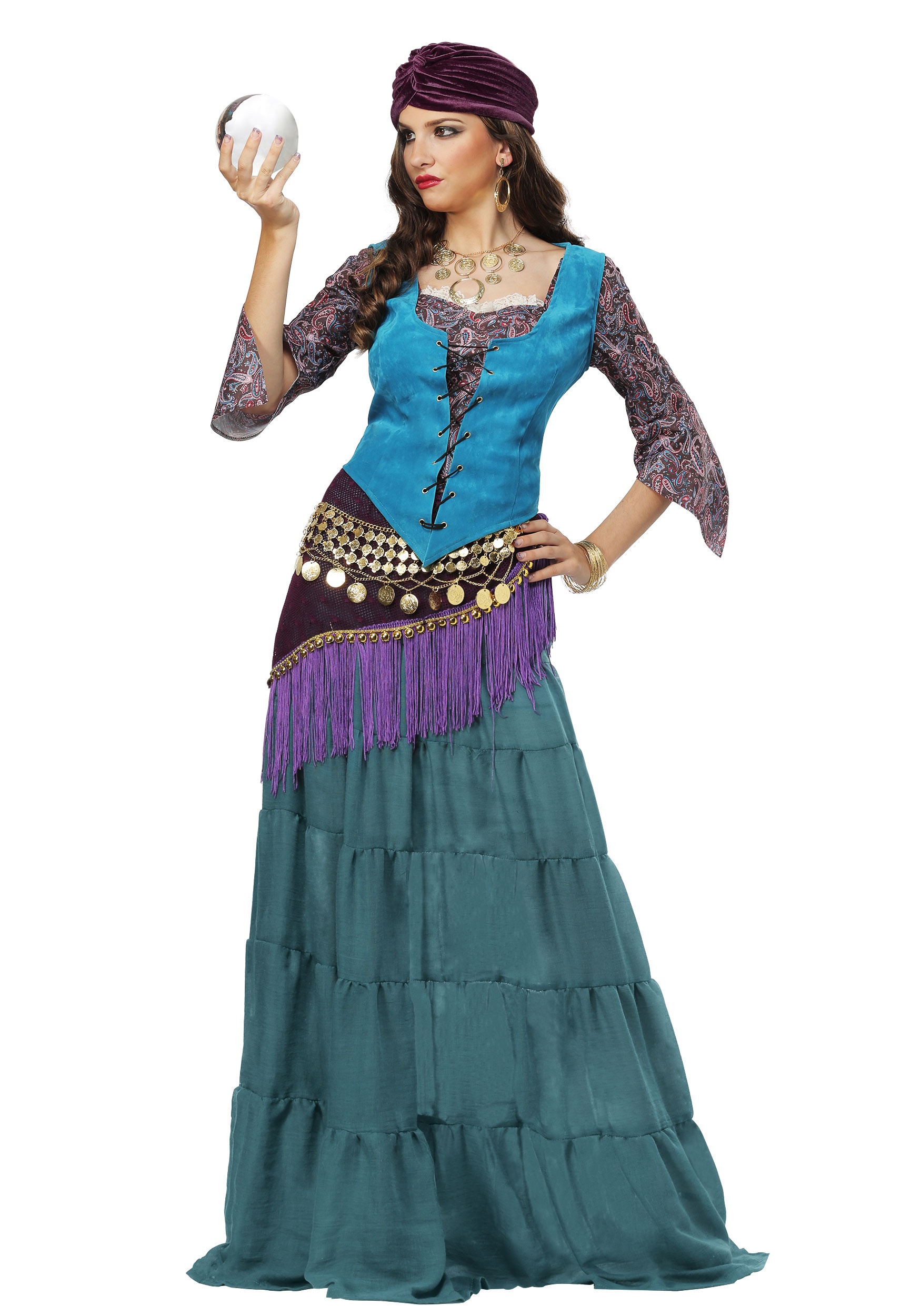 Photos - Fancy Dress FORTUNE FUN Costumes Women's Fabulous  Teller Gypsy Green/Purple/Bl 