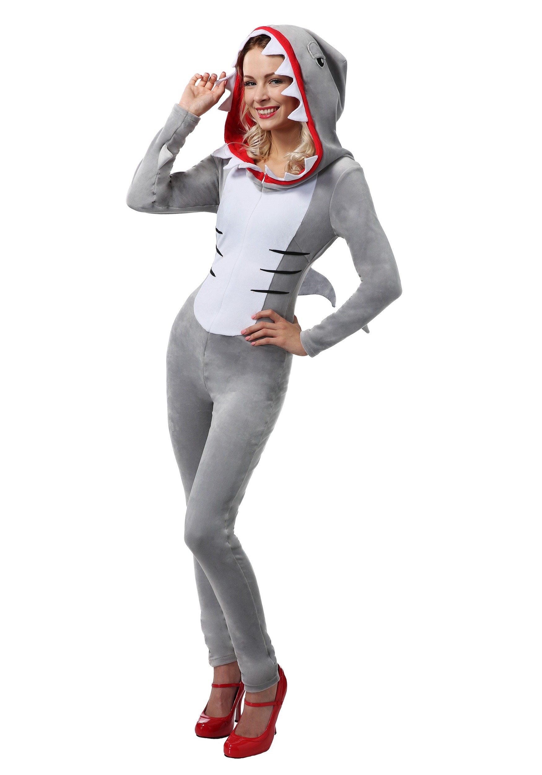 Photos - Fancy Dress Sassy FUN Costumes Women's  Shark Costume Gray/White FUN6854AD 