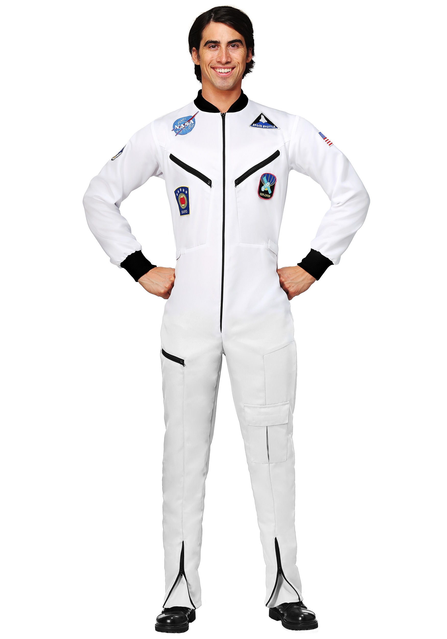 Plus Size Adult White Astronaut Jumpsuit Costume