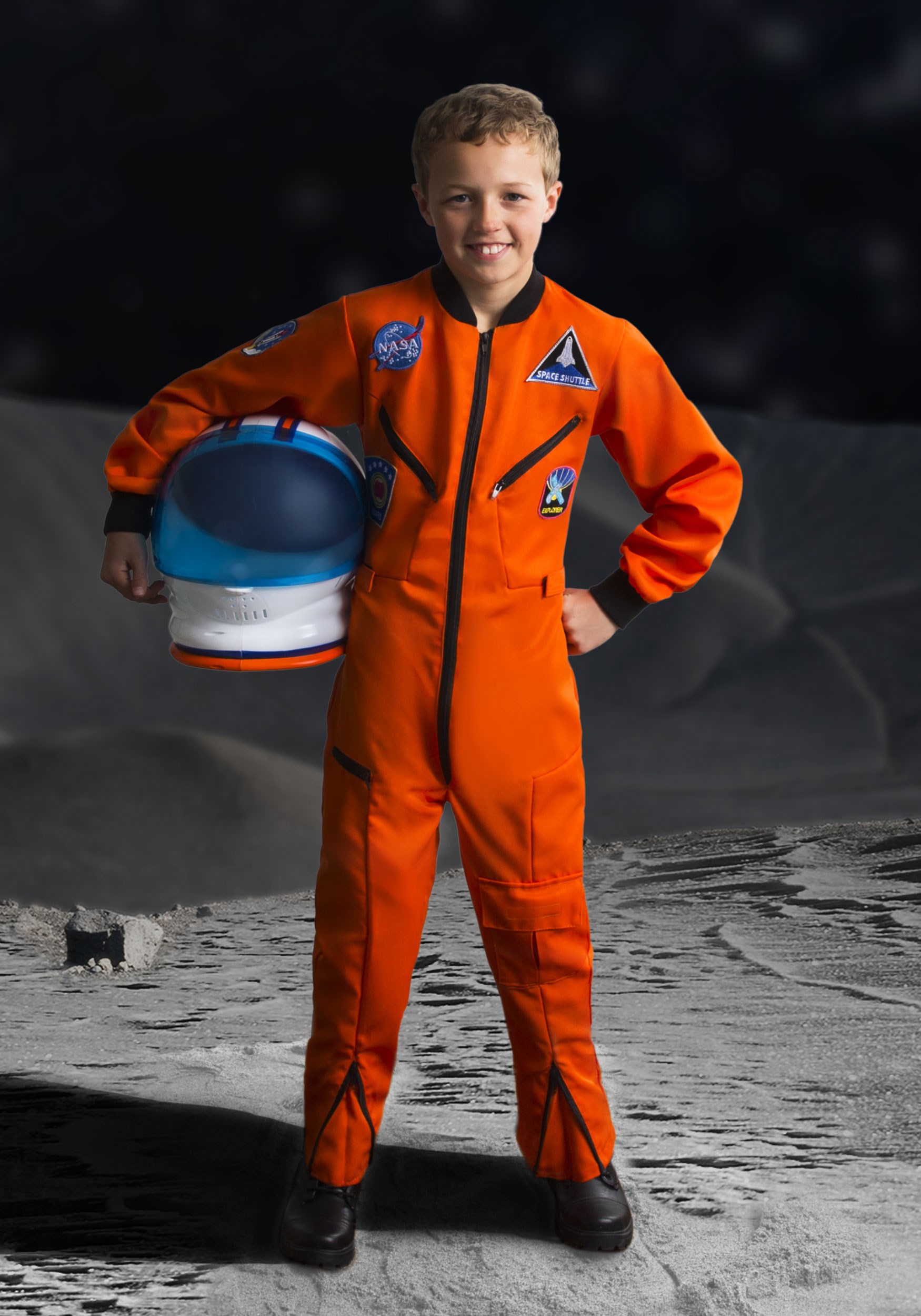 Orange Astronaut Jumpsuit Costume For Kids