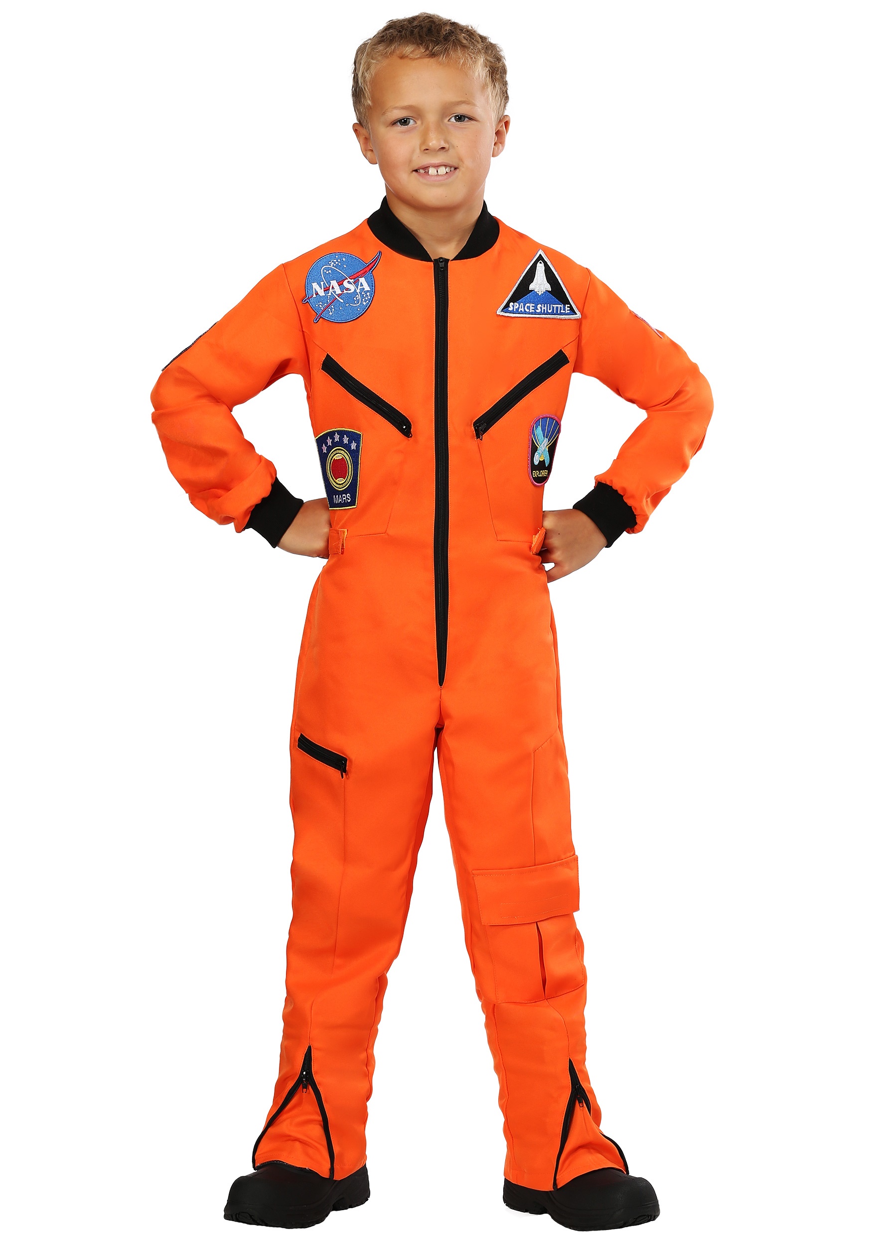 Photos - Fancy Dress FUN Costumes Orange Astronaut Jumpsuit Costume for Kids Black/Orange F