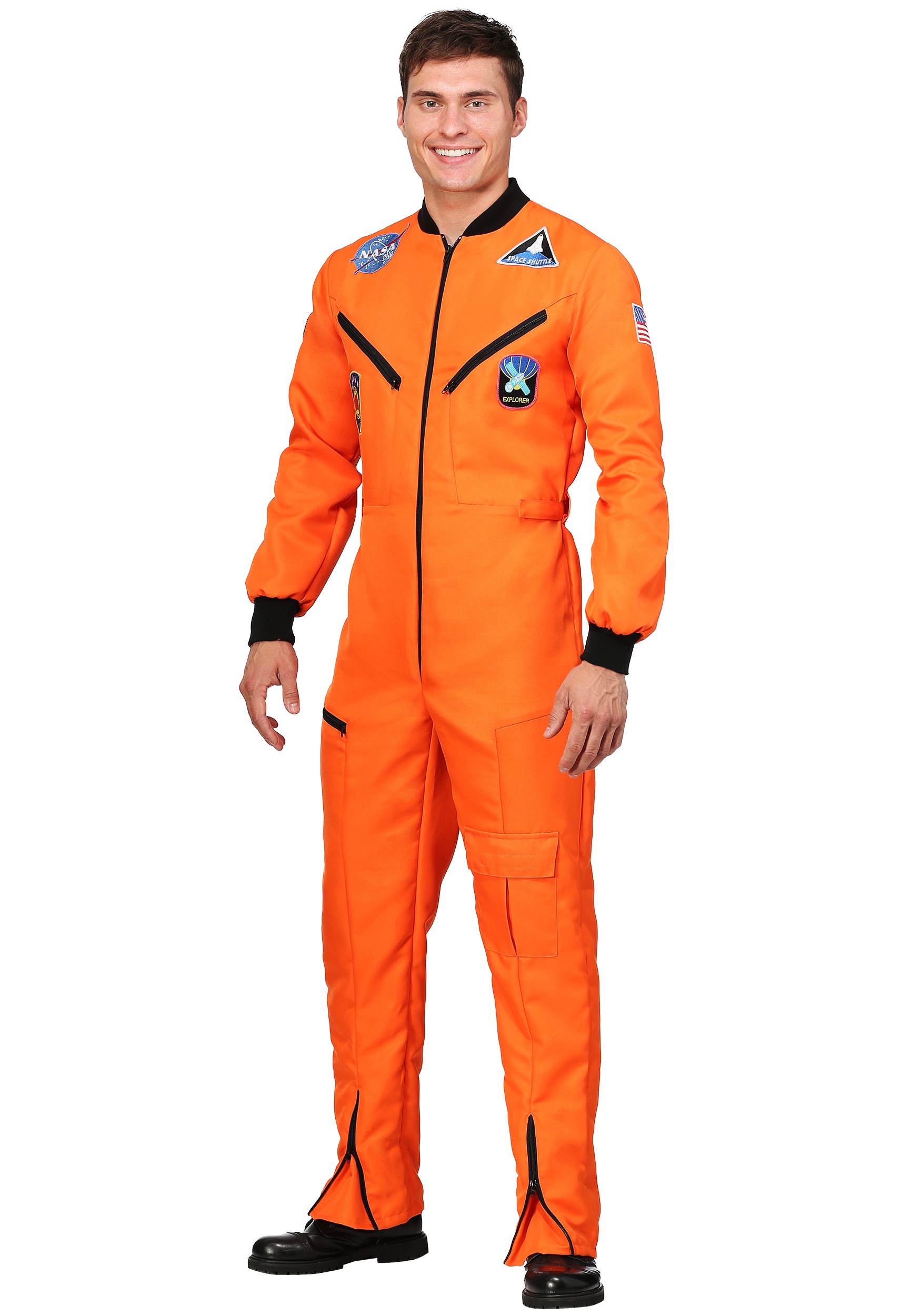 Plus Size Orange Astronaut Jumpsuit Adult Costume