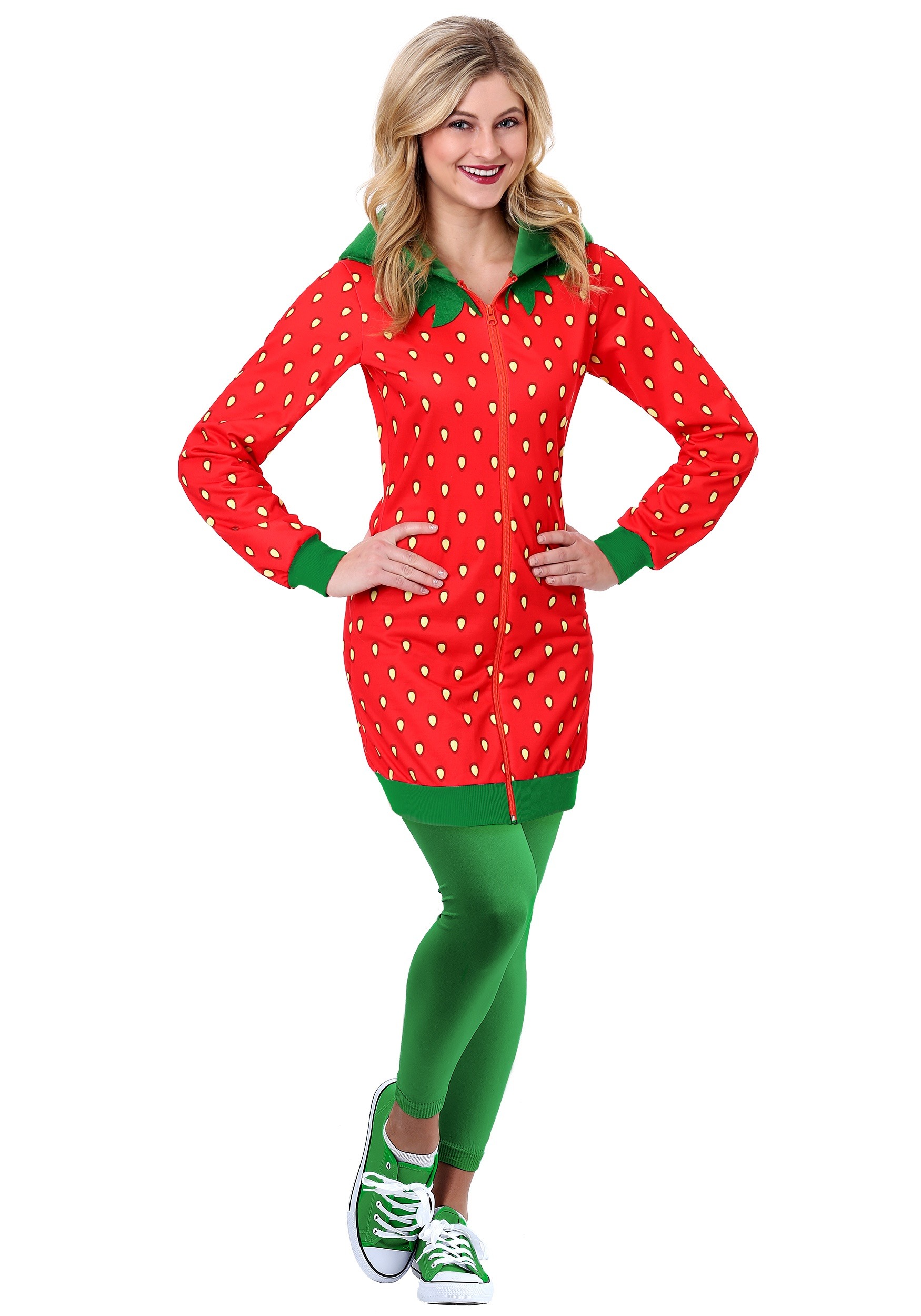 Photos - Fancy Dress Winsun Dress FUN Costumes Strawberry Hoodie Women's Costume Dress Green/Red FUN6231 
