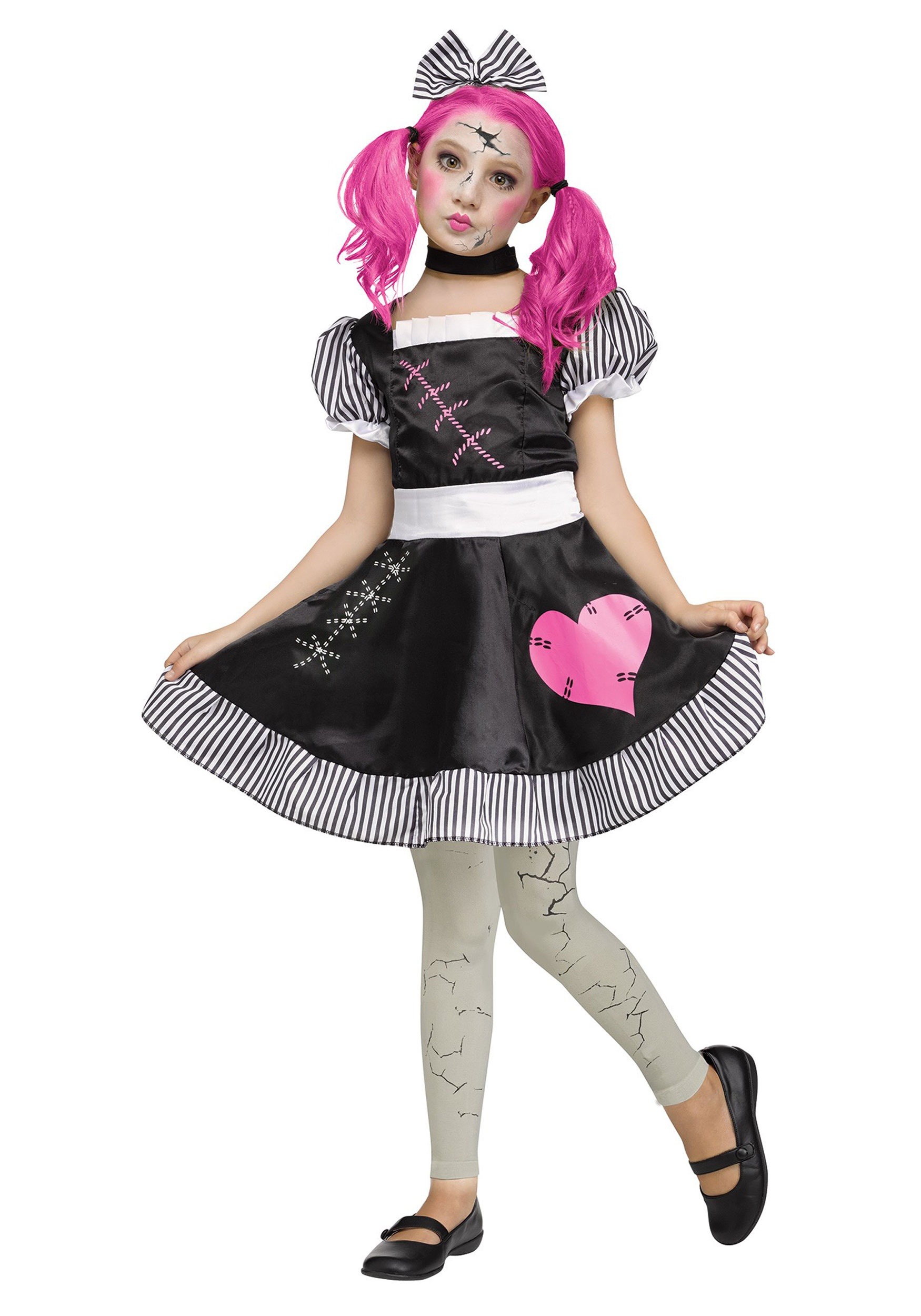 Photos - Fancy Dress Fun World Broken Doll Girl's Costume | Girl's Costumes Black/Pink/
