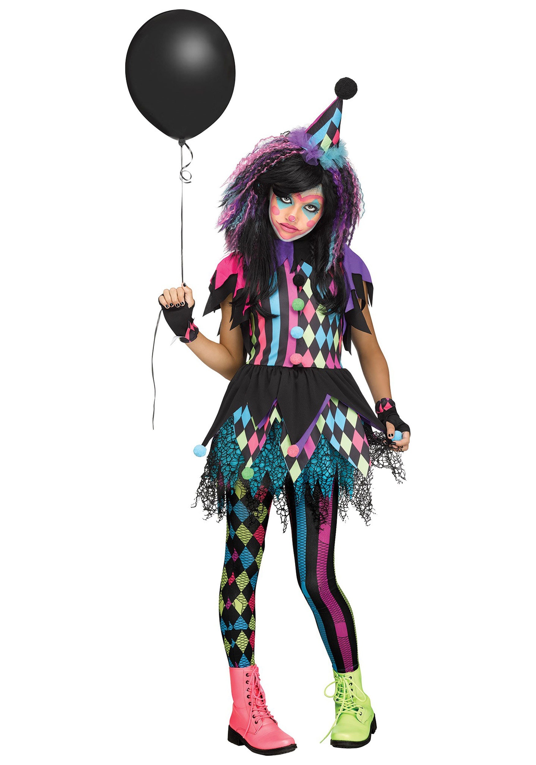 Photos - Fancy Dress Clown Fun World Twisted Circus  Girl's Costumes | Kid's  Costumes Blac 