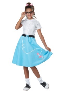 Girls Blue and White 50's Poodle Skirt