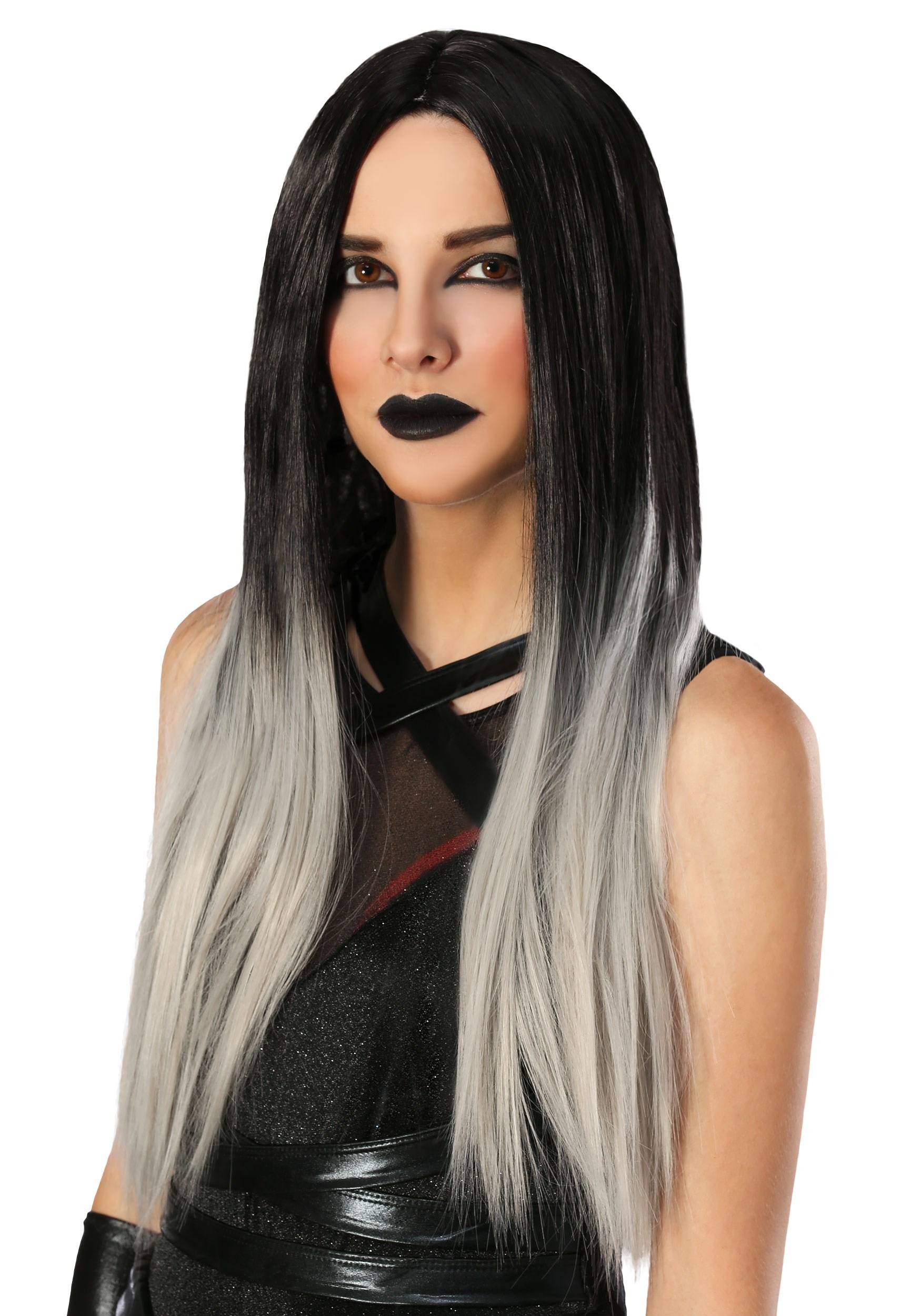 Black and Grey Womens Ombre Wig