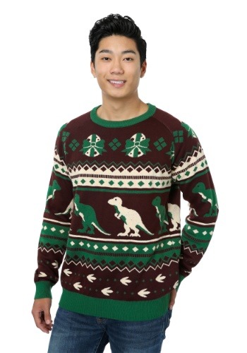 Mens Holiday Dinosaur Sweater