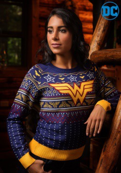 Wonder Woman Womens Navy Ugly Christmas Sweater