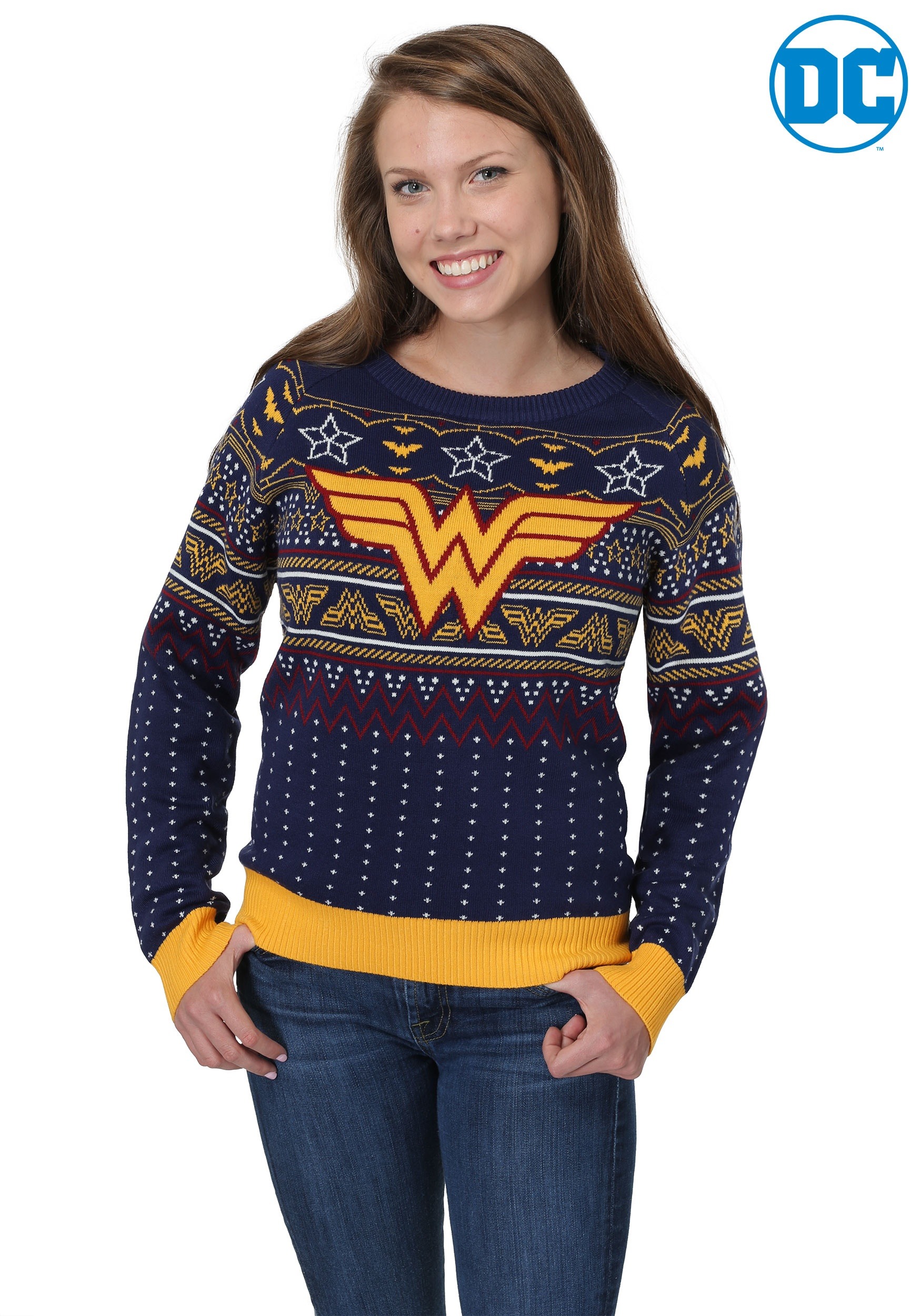 Wonder Woman Navy Womens Holiday Sweater