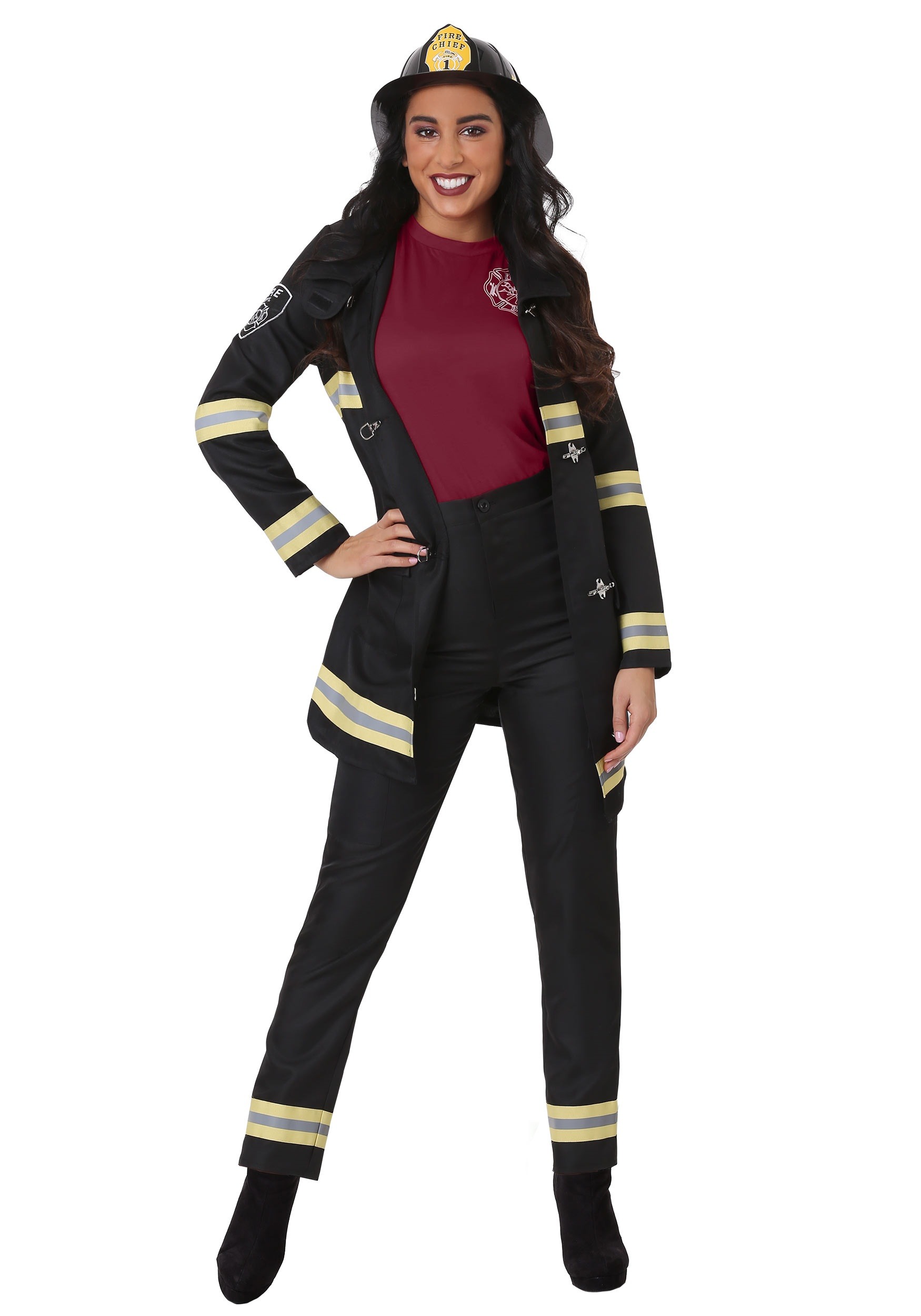 Photos - Fancy Dress FUN Costumes Reflective Firefighter Costume for Women Black/Yellow/
