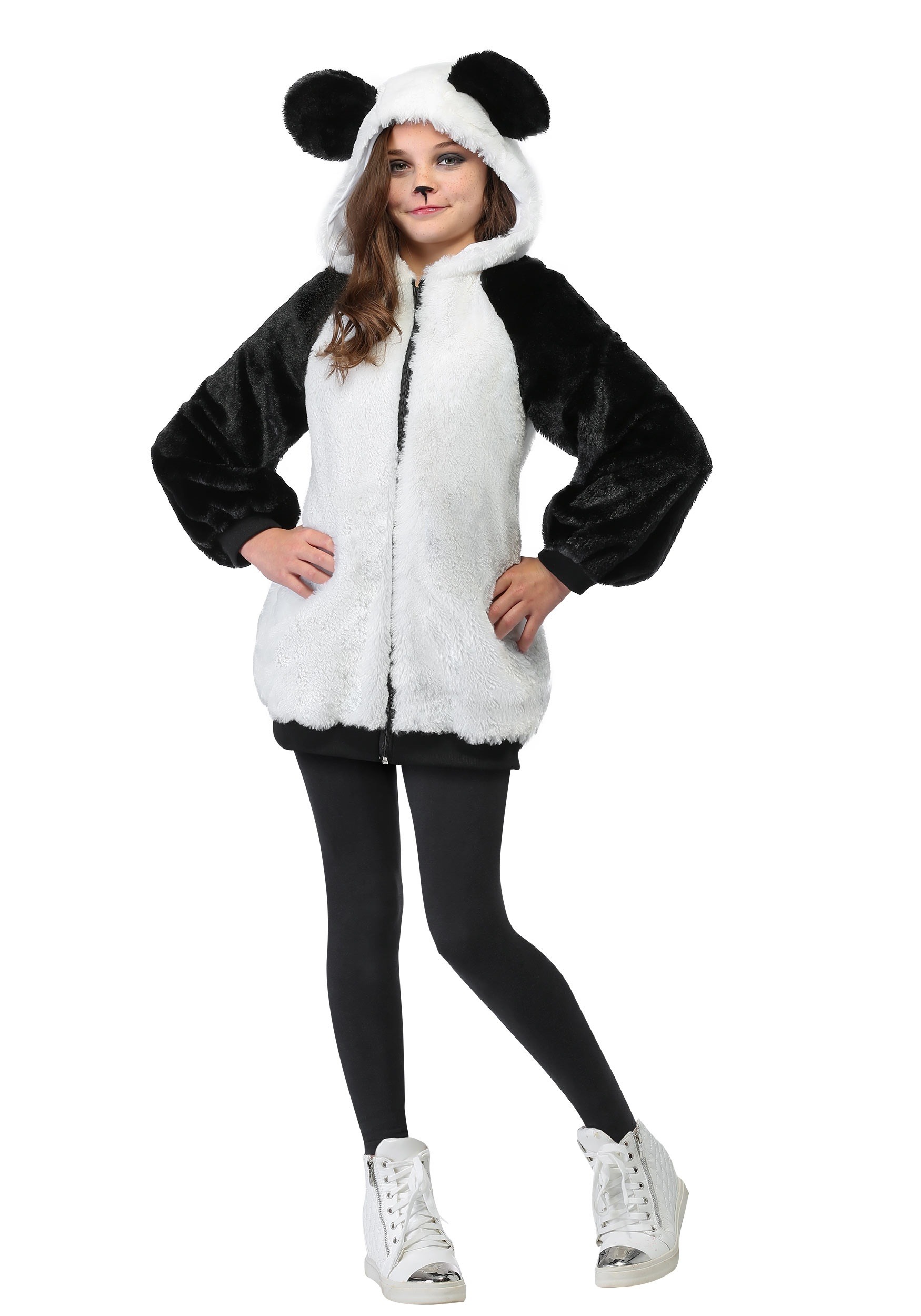 Photos - Fancy Dress Panda FUN Costumes  Costume Hoodie for Girl's Black/White FUN0307CH 