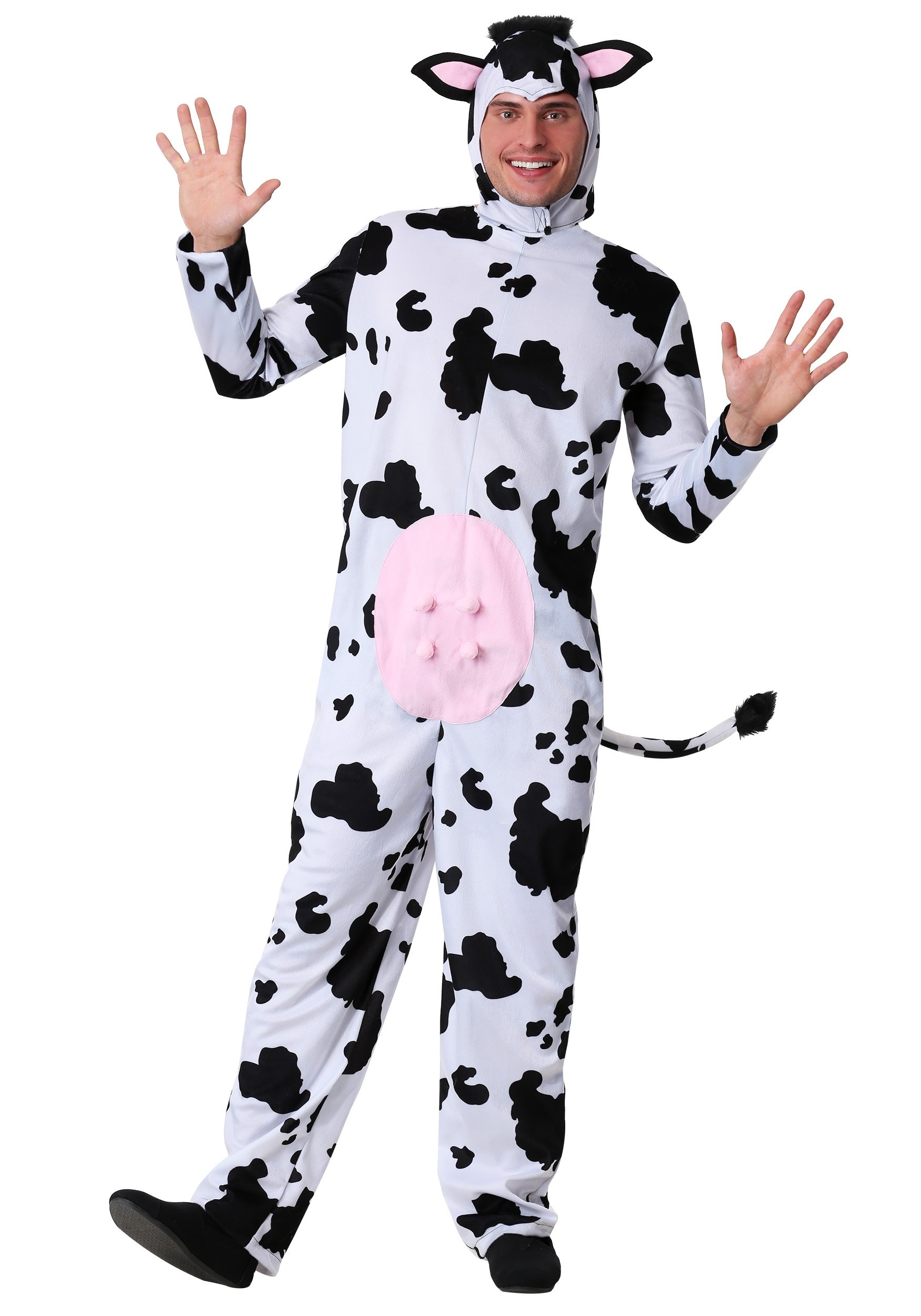 Photos - Fancy Dress FUN Costumes Cow Adult Onesie Costume | Adult Farm Animal Costumes Black&#