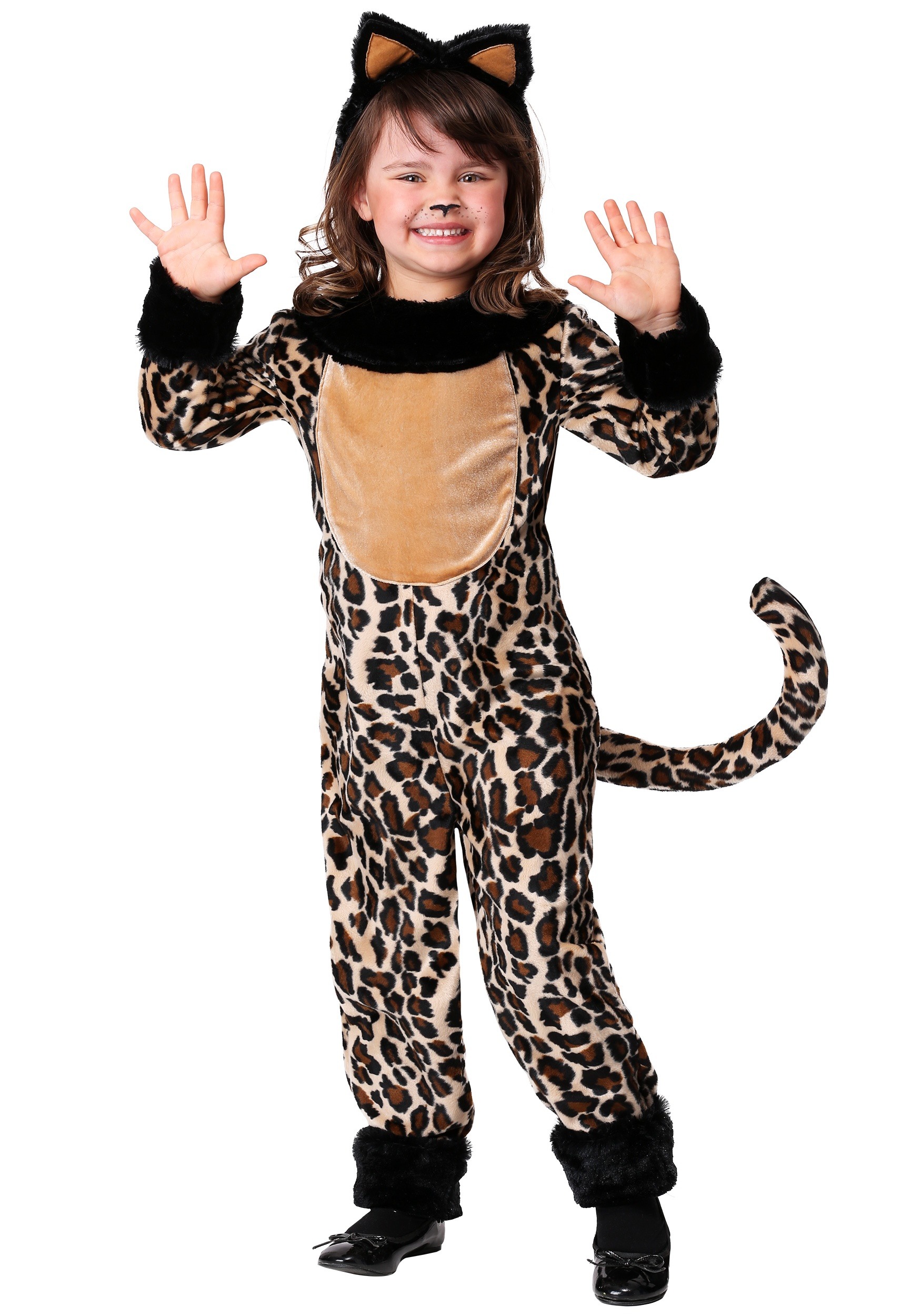 Photos - Fancy Dress Deluxe FUN Costumes Leaping Spotted Leopard Girl's Costume Brown/Beige FUN615 