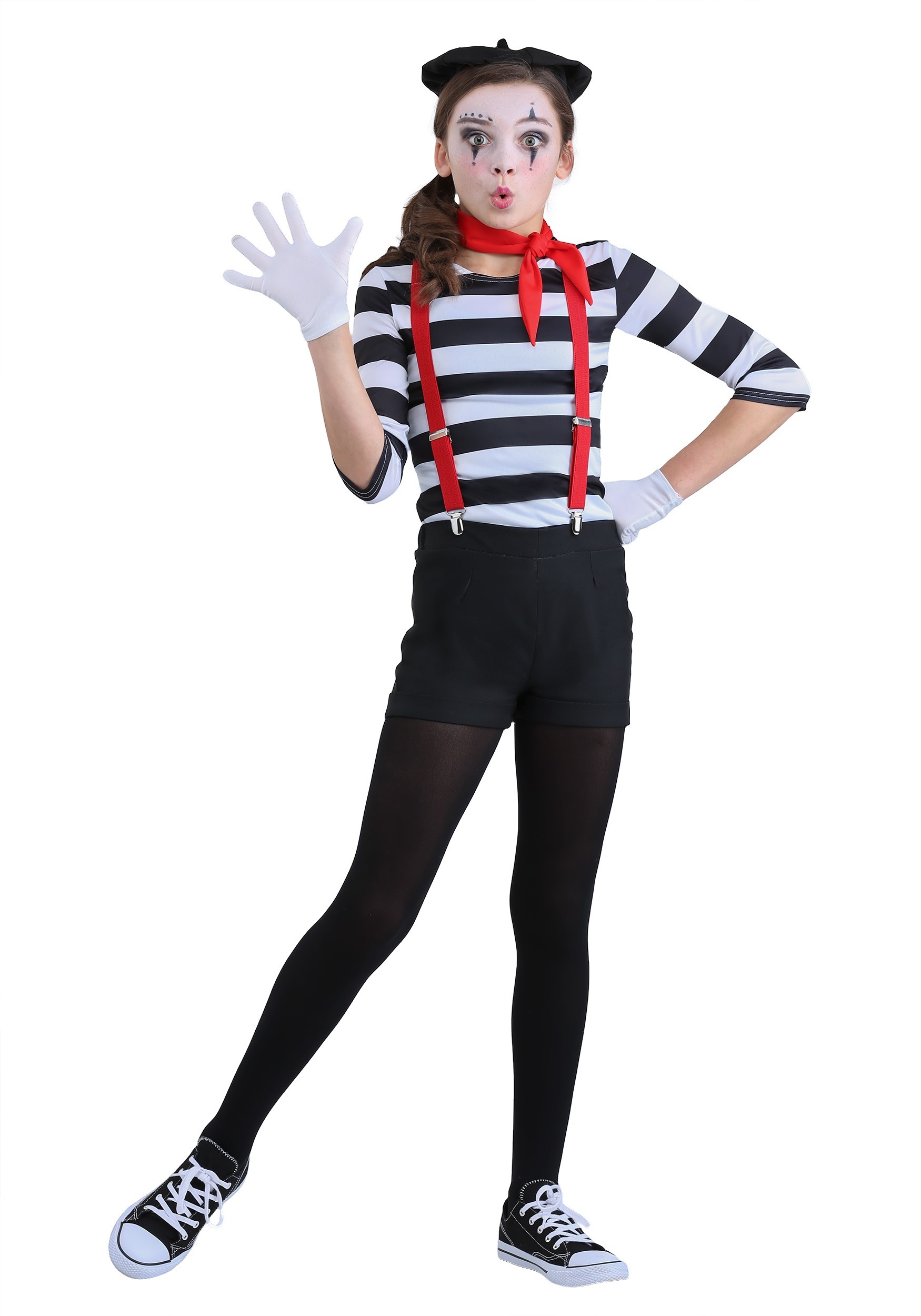 Photos - Fancy Dress FUN Costumes Mime Costume for Girls Black/Red/White FUN2987CH