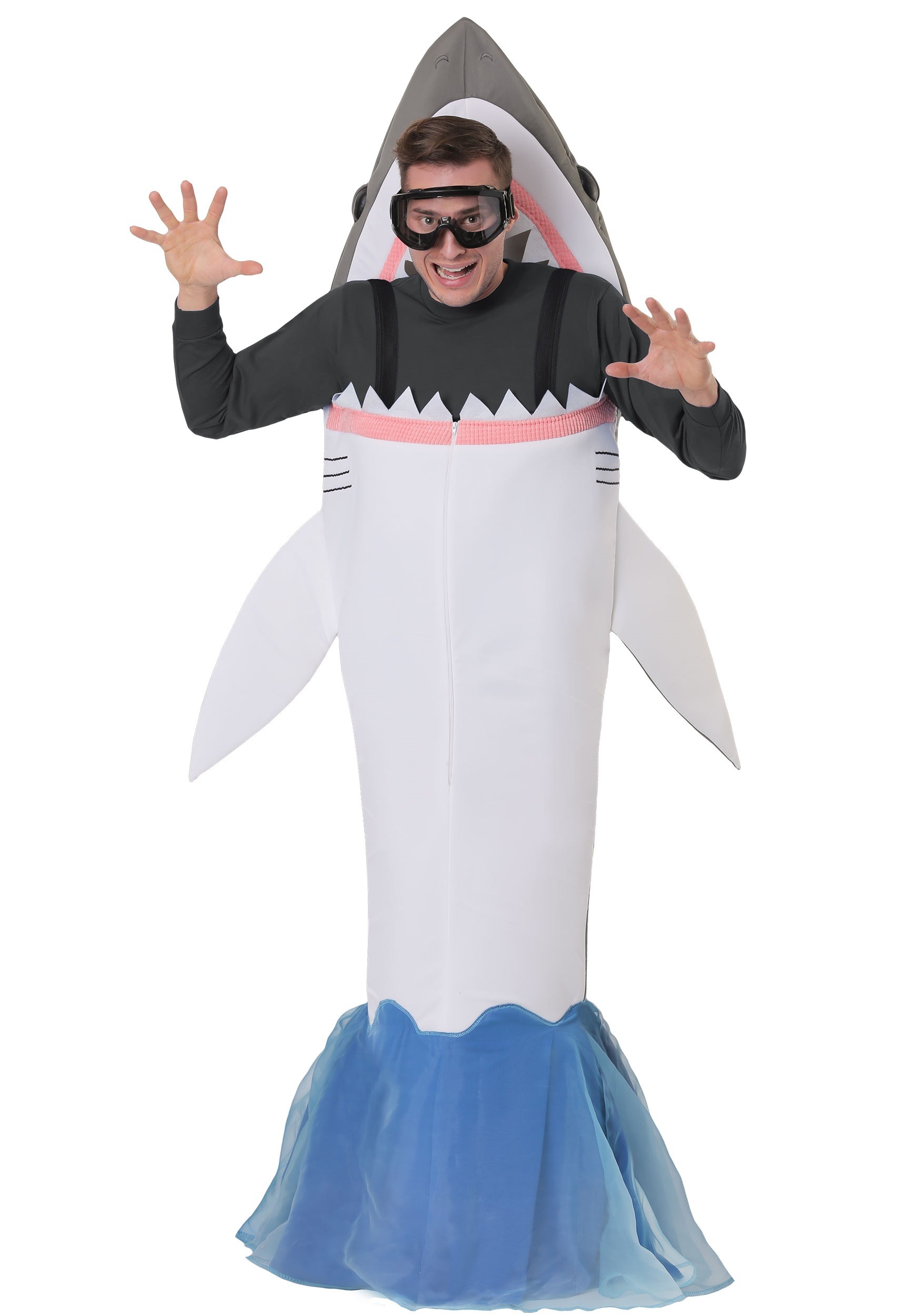 Photos - Fancy Dress SHARK FUN Costumes  Attack Adult Costume Blue/Gray/White FUN2647AD 