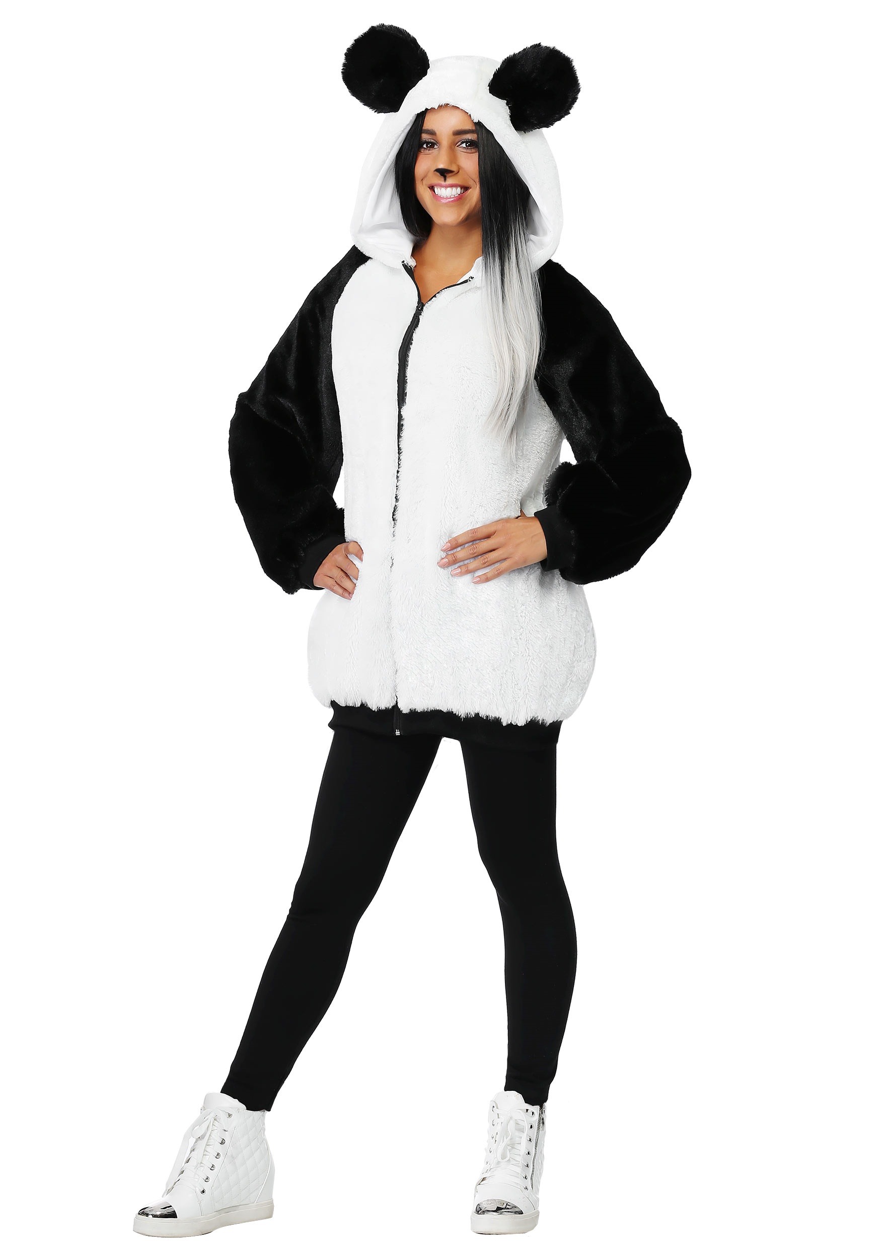 Photos - Fancy Dress Panda FUN Costumes Plus Size  Hoodie for Women Black/White FUN0307PL 