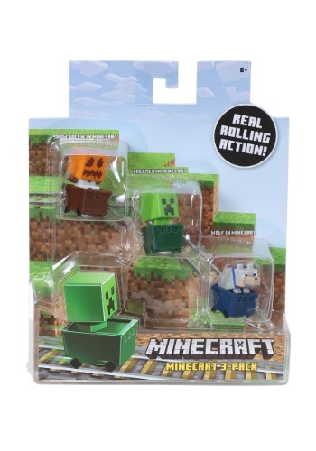 Minecraft Snow Golem, Creeper, Wolf 3 Pack Figure Set