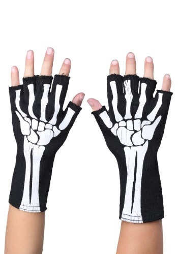 Kids Fingerless Skeleton Gloves