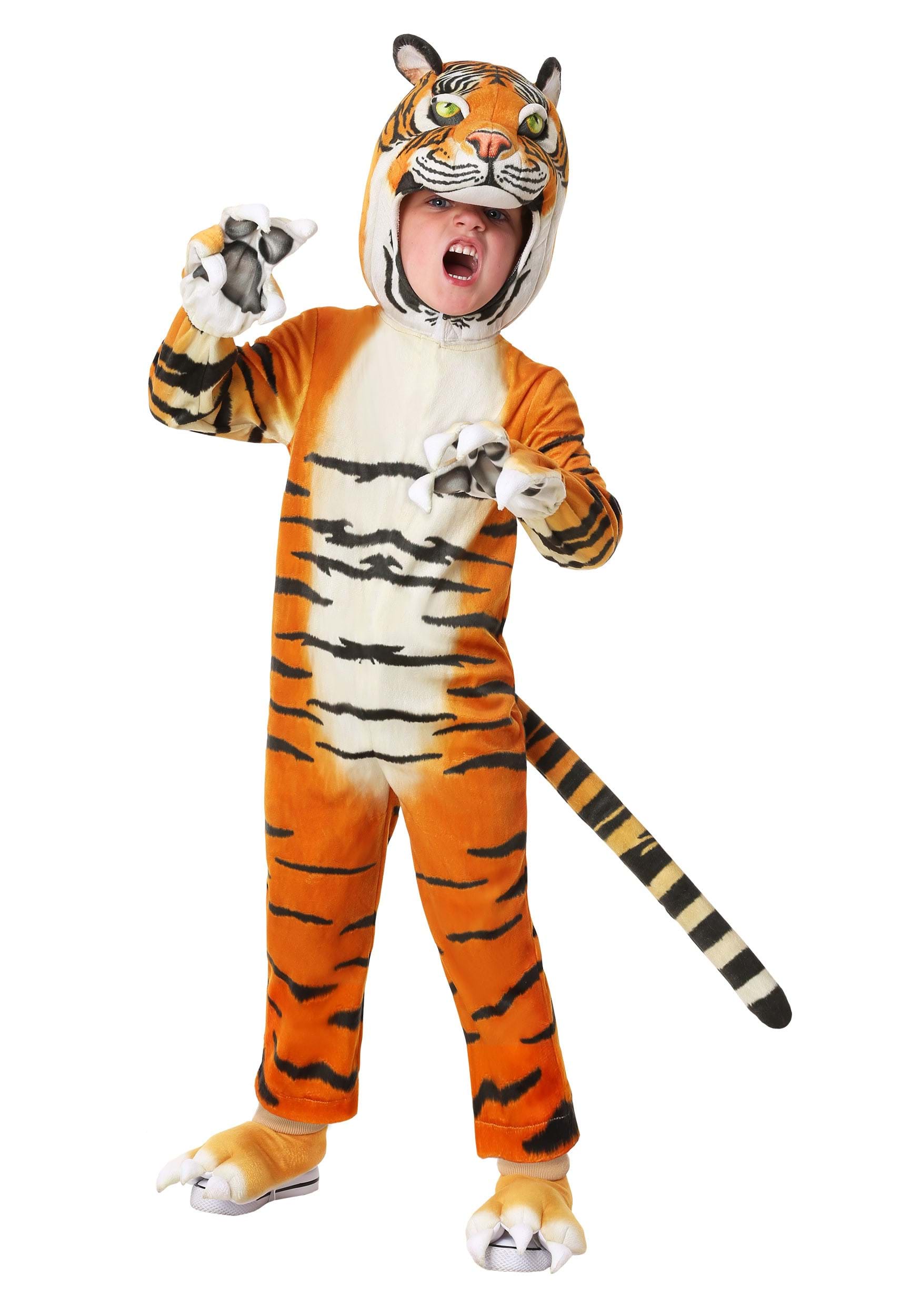 Photos - Fancy Dress Toddler FUN Costumes Realistic Tiger  Costume Black/Brown/Orange FU 