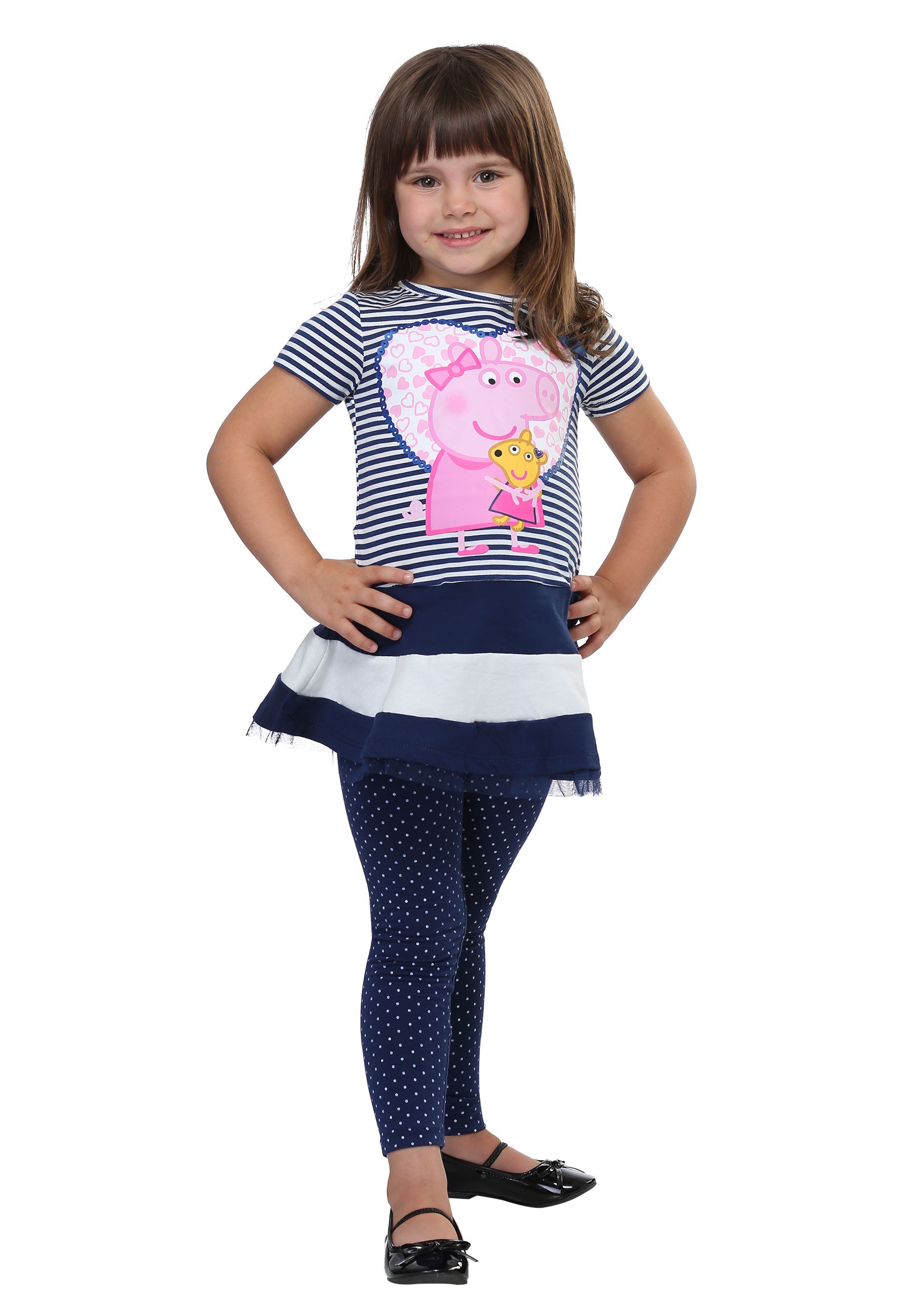 Peppa Pig Stripes and Polka Dots Tutu Shirt and Leggings Peppa Pig Stripes and Polka Dots Tutu Shirt and Leggings