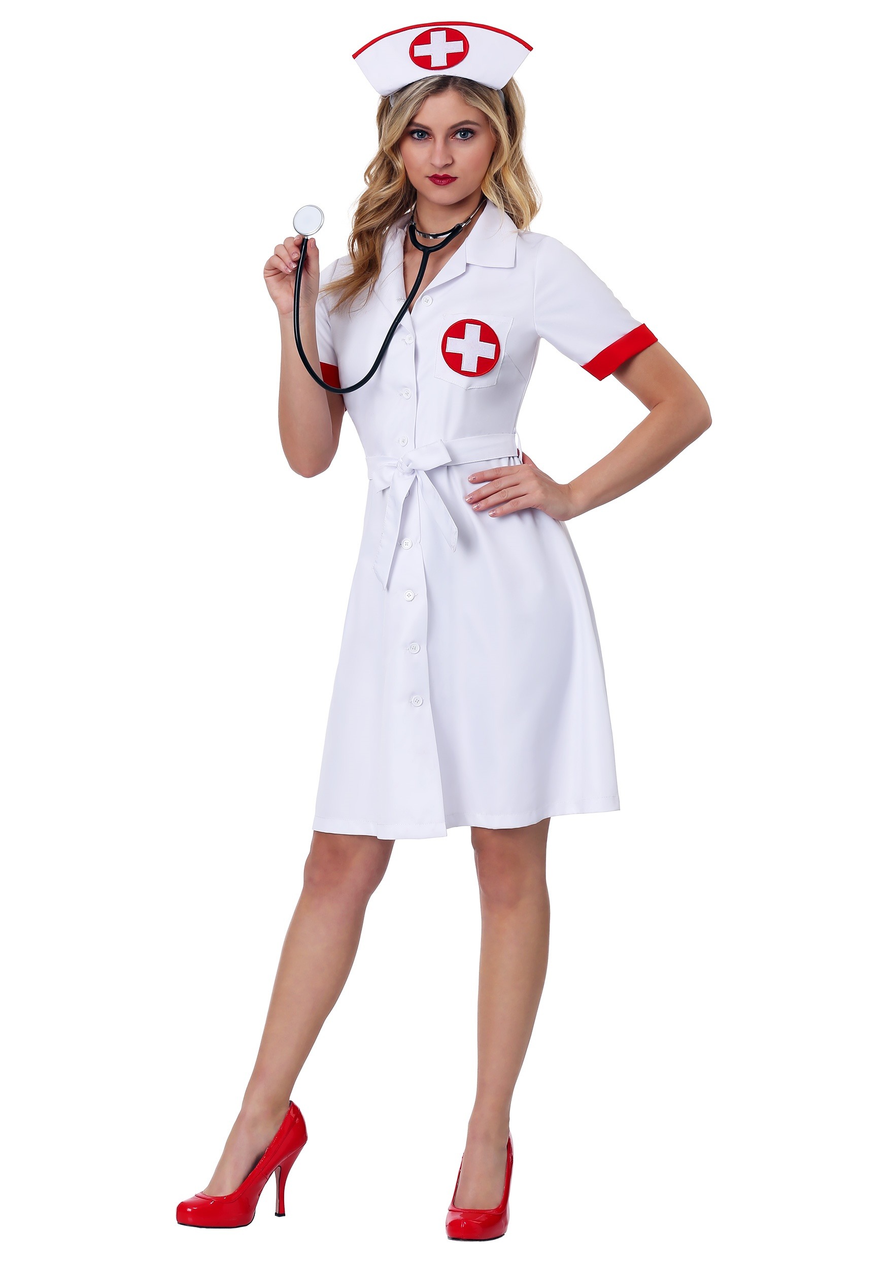 Photos - Fancy Dress UP3D FUN Costumes Plus Size Stitch Me Up Nurse Costume for Women Red/White 