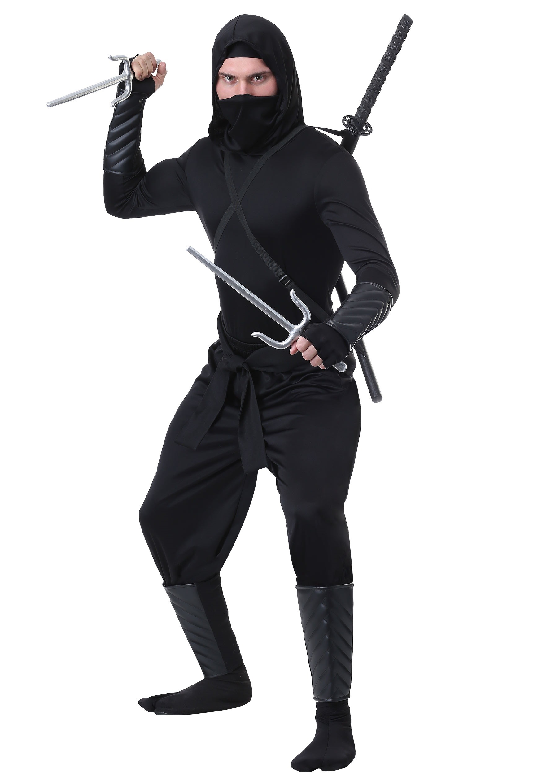 Stealth Shinobi Ninja Adult Plus Size Costume 2X, Size: 2XL, Black