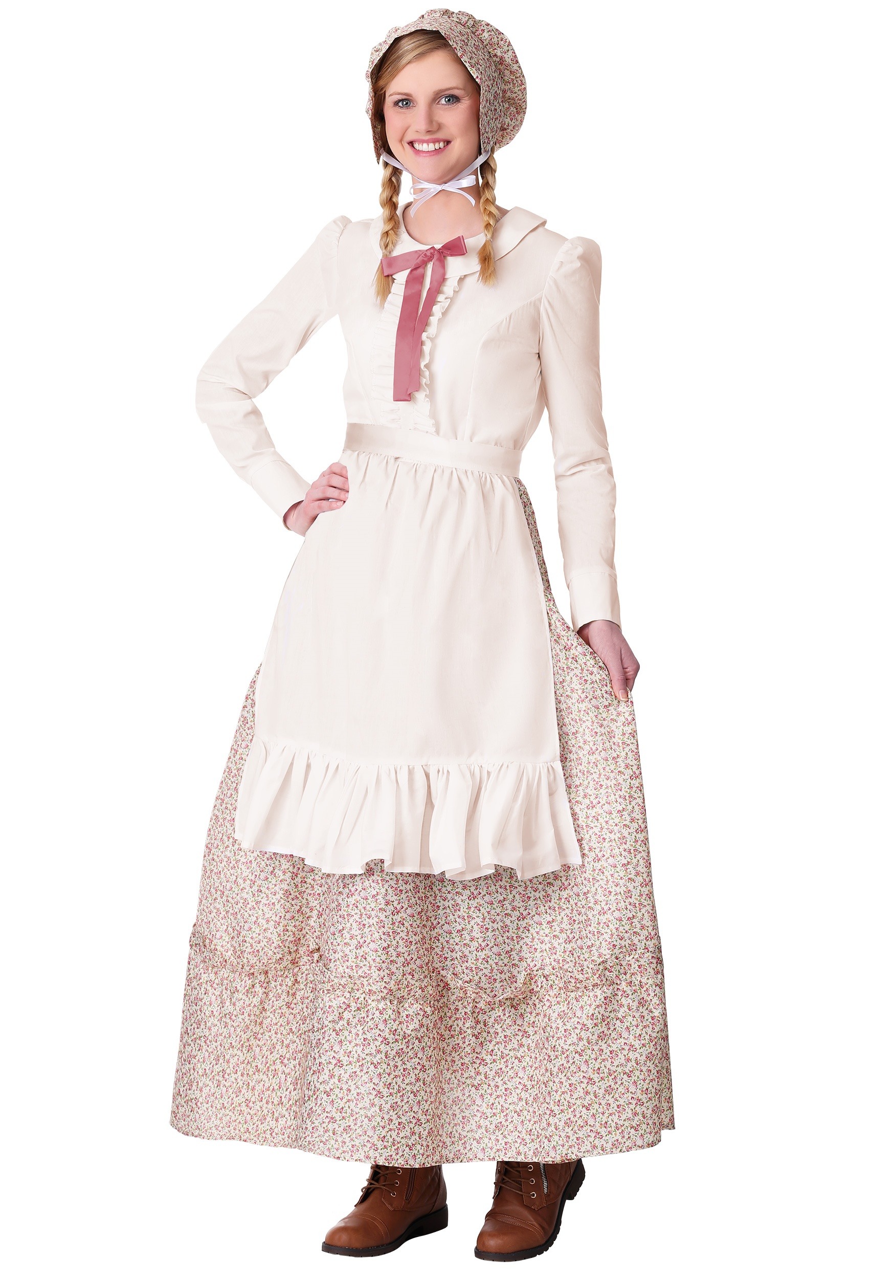 Photos - Fancy Dress Pioneer FUN Costumes Prairie  Costume for Women Green/Pink/White FU 