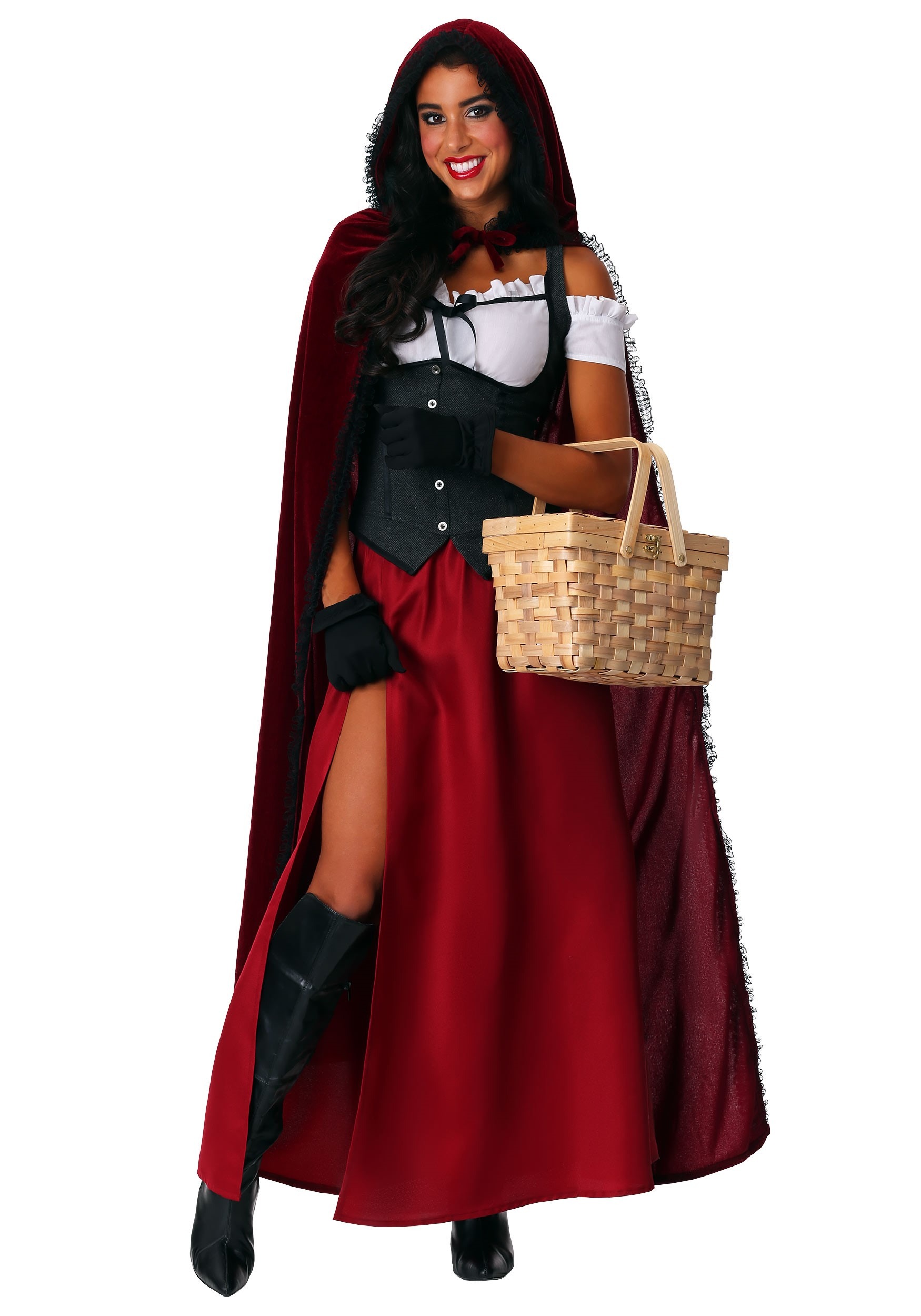 Womens Red Riding Hood Costume Halloween Cosplay Cape Dress Gown Standard & Plus 