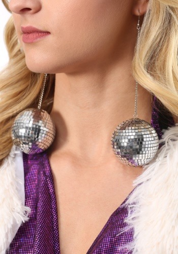 Womens 1960s Mod Disco Ball Earrings