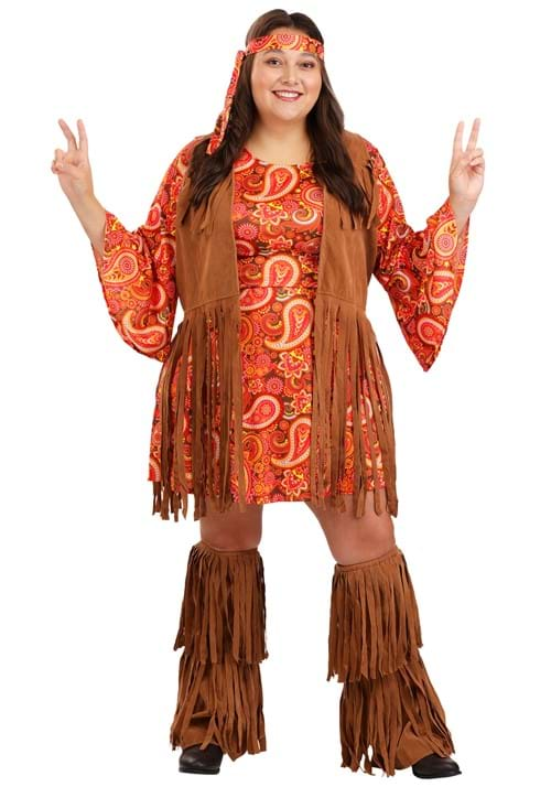 Womens Plus Size Fringe Hippie Costume