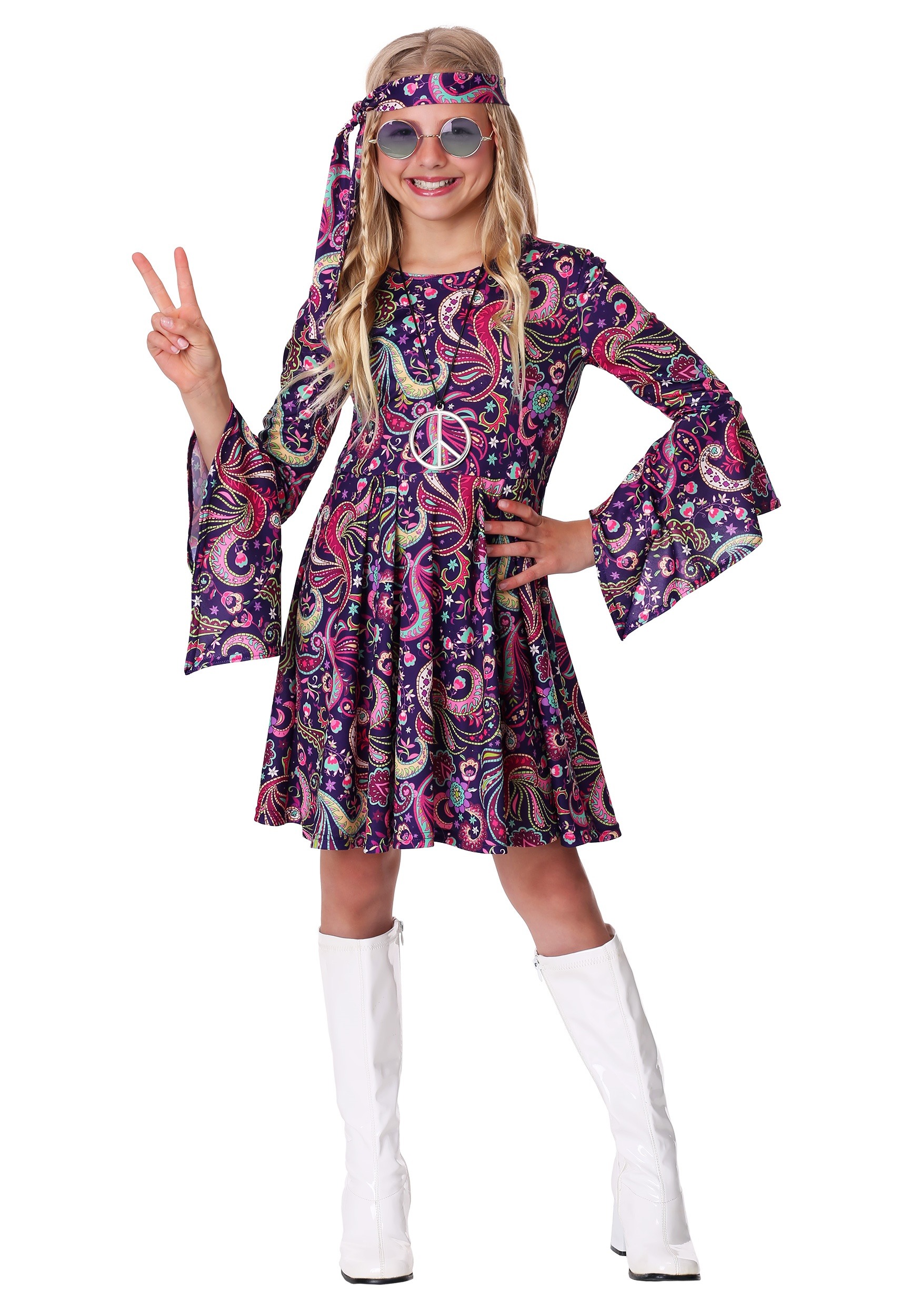 Woodstock Girl's 60s Hippie Costume