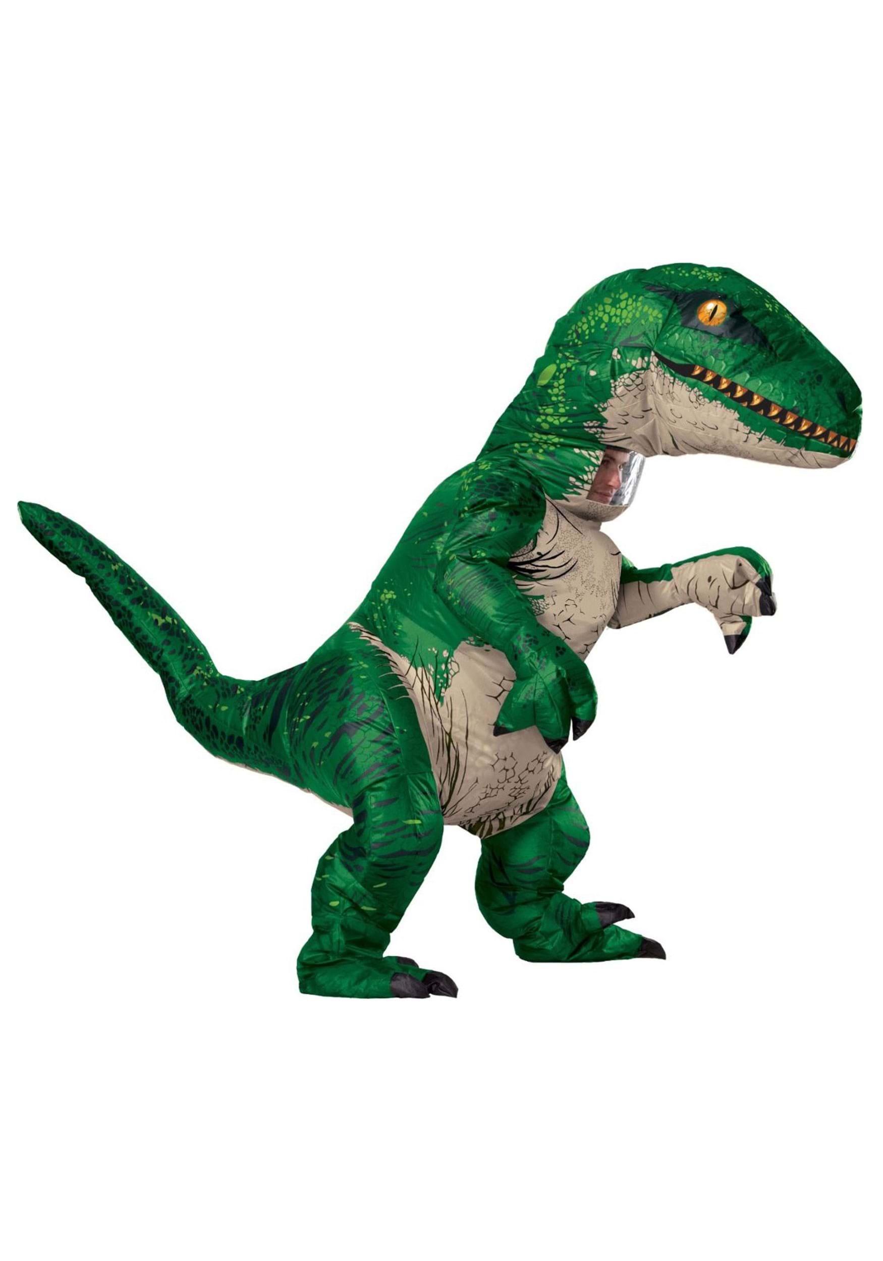 Photos - Fancy Dress Rubies Costume Co. Inc Inflatable Adult Green Velociraptor Costume Gray 