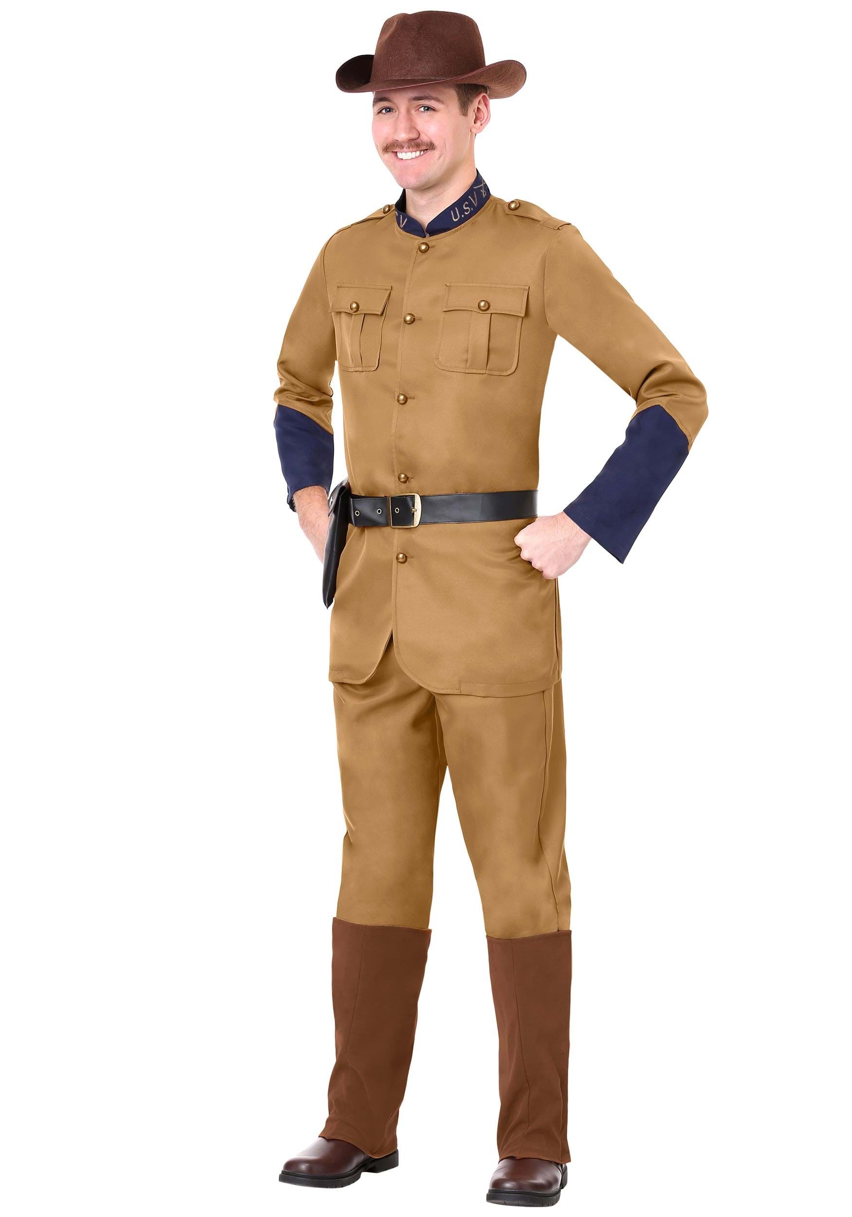 Photos - Fancy Dress TEDDY FUN Costumes Officer  Roosevelt Costume for Men Yellow/Beige FUN1 