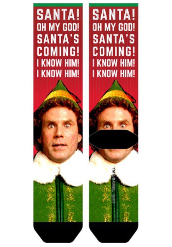 Elf Santa I Know Him Mens Sublimated Socks