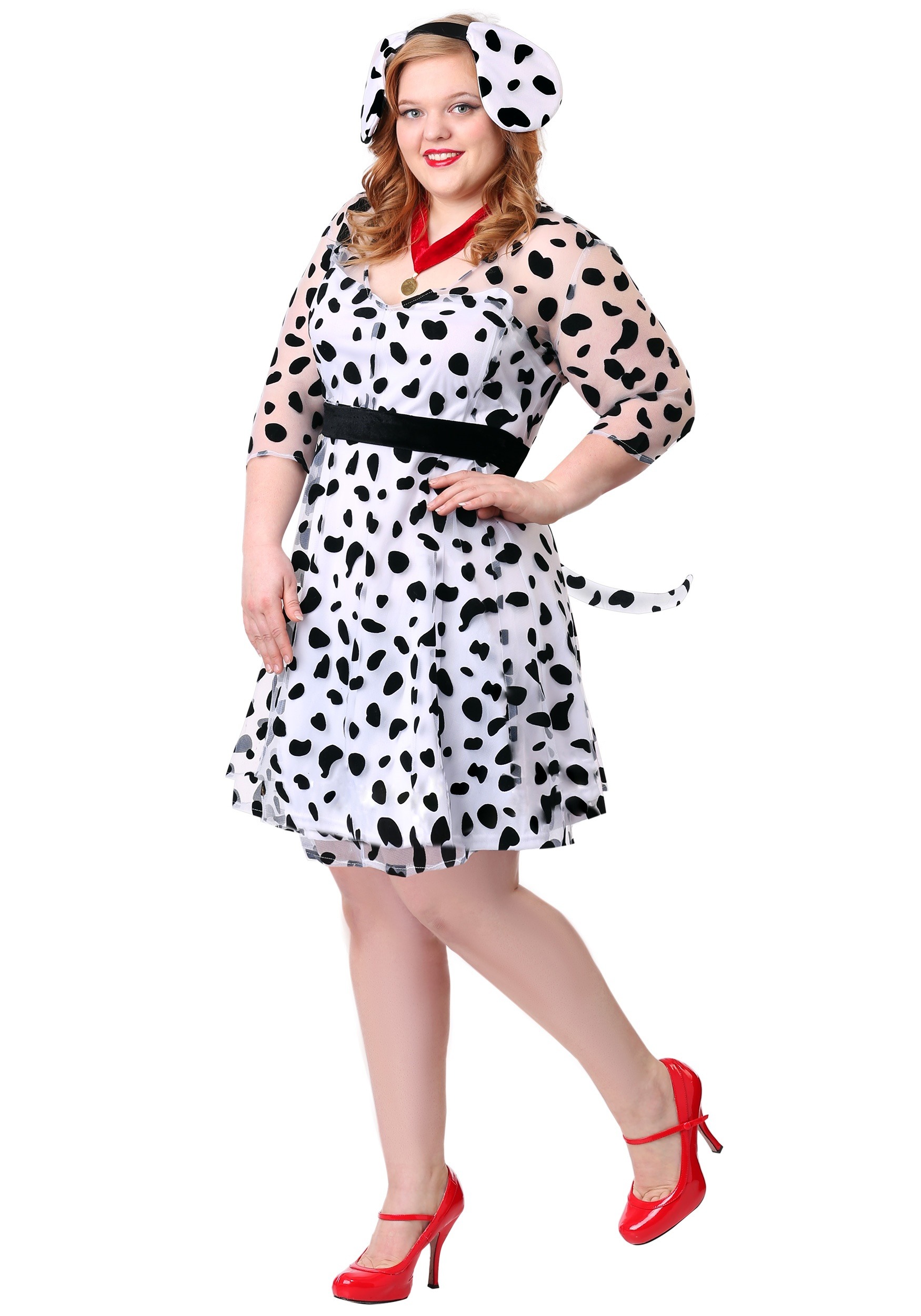 Photos - Fancy Dress FUN Costumes Plus Size Dressy Dalmatian Women's Costume Black/Red/