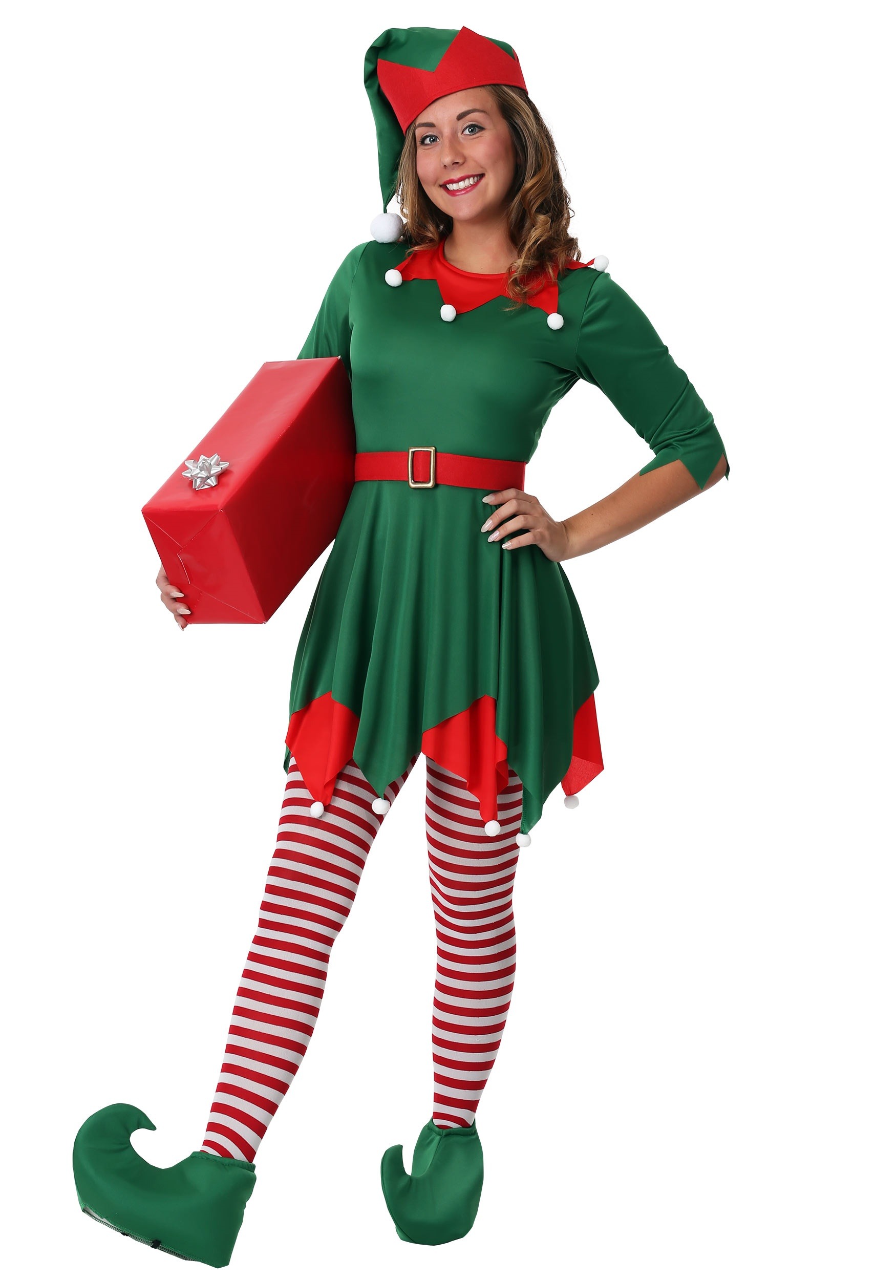Adult Unisex Christmas Elf Apron & Hat One Size Santa's Little Helper Costume 