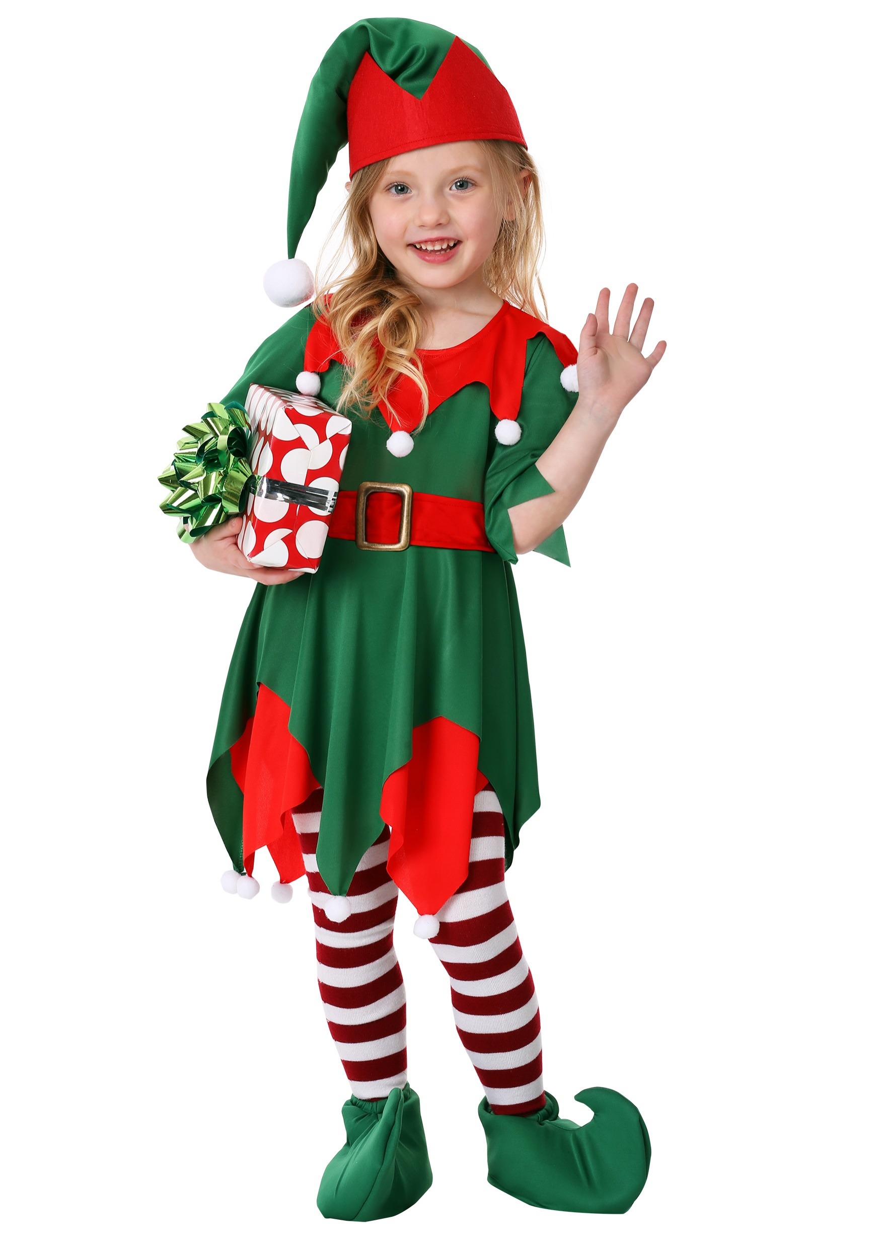 Elf Tights Girls Fancy Dress Santas Little Helper Kids Child Christmas Costume 